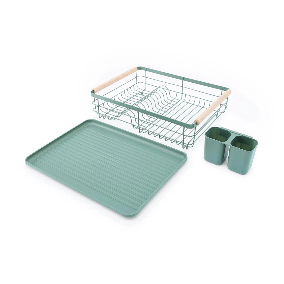 6 Green Wooden Handle Dish Rack, 6 of 9