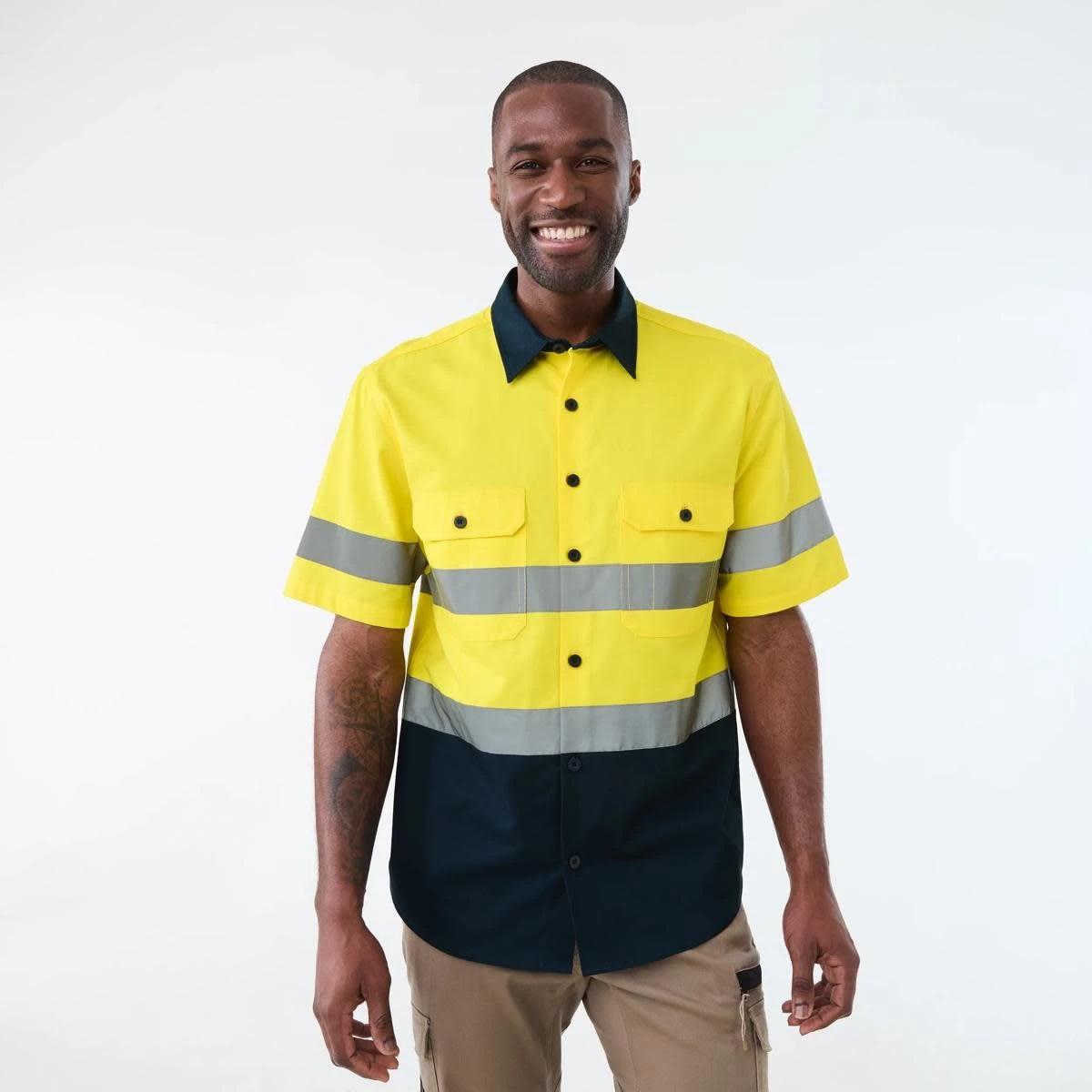 1 Workwear Hi-Visibility Short Sleeve Reflective Shirt SAFETY YELLOW, 1 of 5