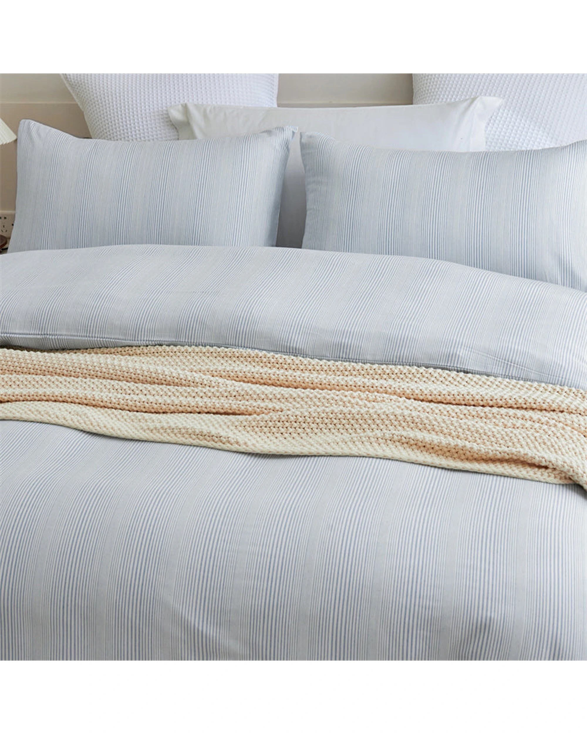4 Cotton More Bamboo Cotton Stripes Pattern Doona Quilt Cover Set Queen - Blue, 4 of 7