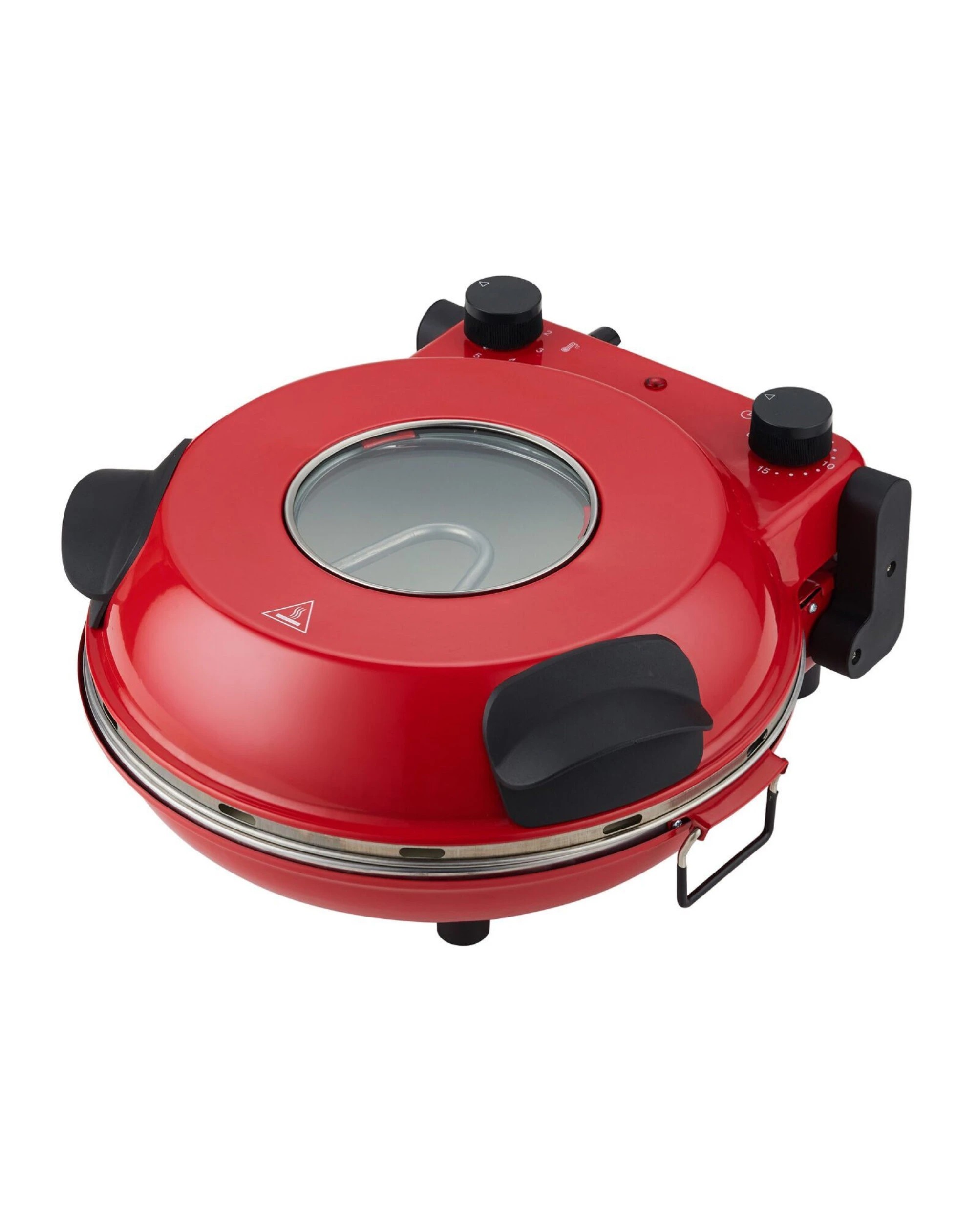 1 Healthy Choice 12-inch Pizza Oven with Thermal Control, Timer, Viewing Window, and Removable Stone - Red, 1 of 4