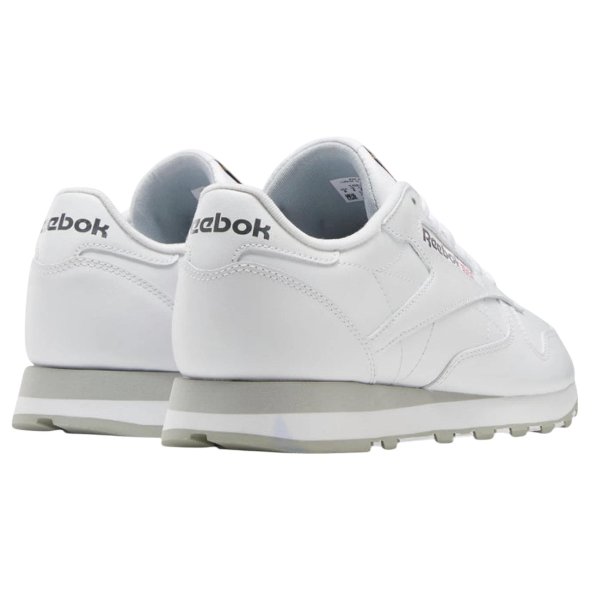 5 Reebok Mens Classic Leather Casual Shoes WHITE/GREY, 5 of 8