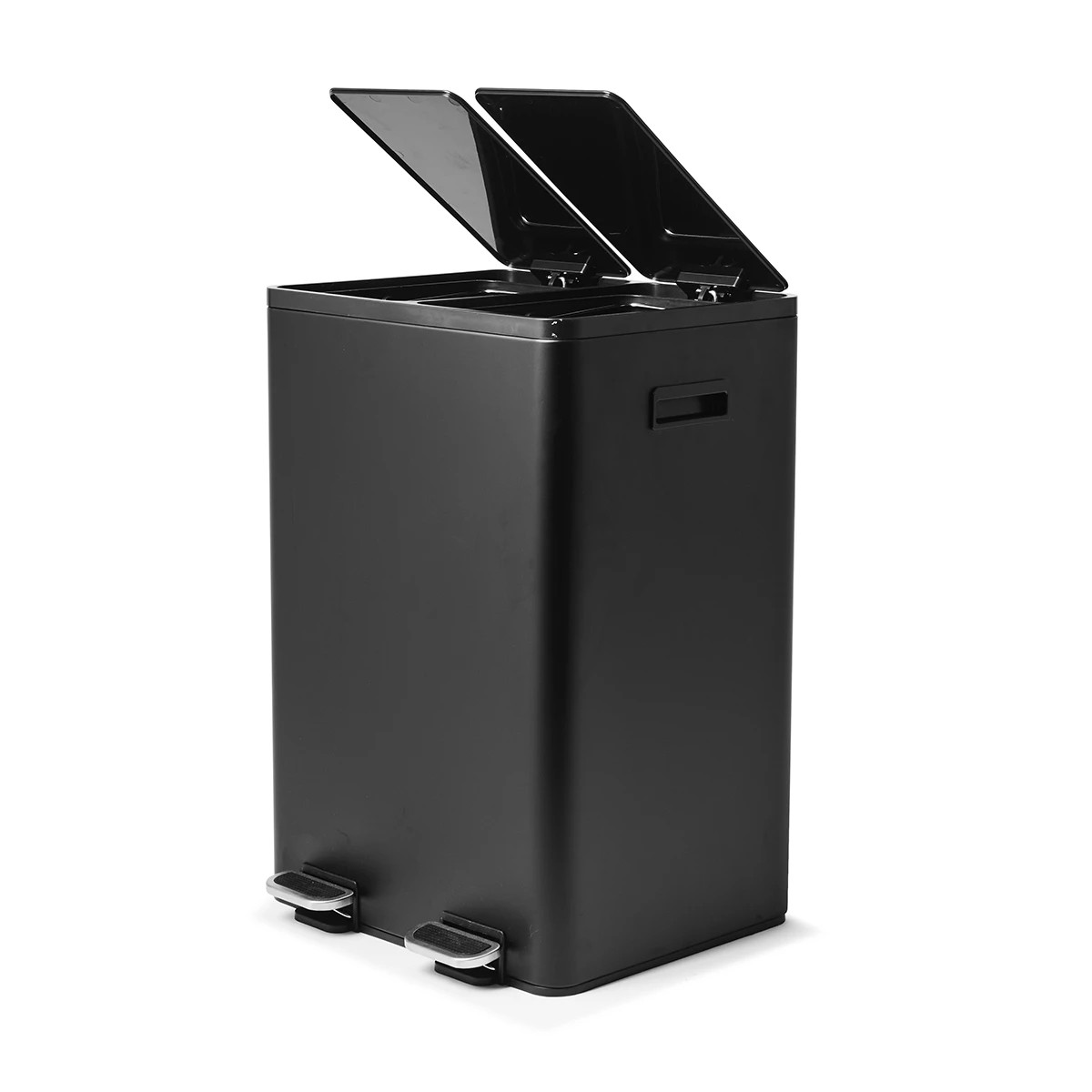 4 40L 2 Compartment Matte Black Recycle Bin, 4 of 8