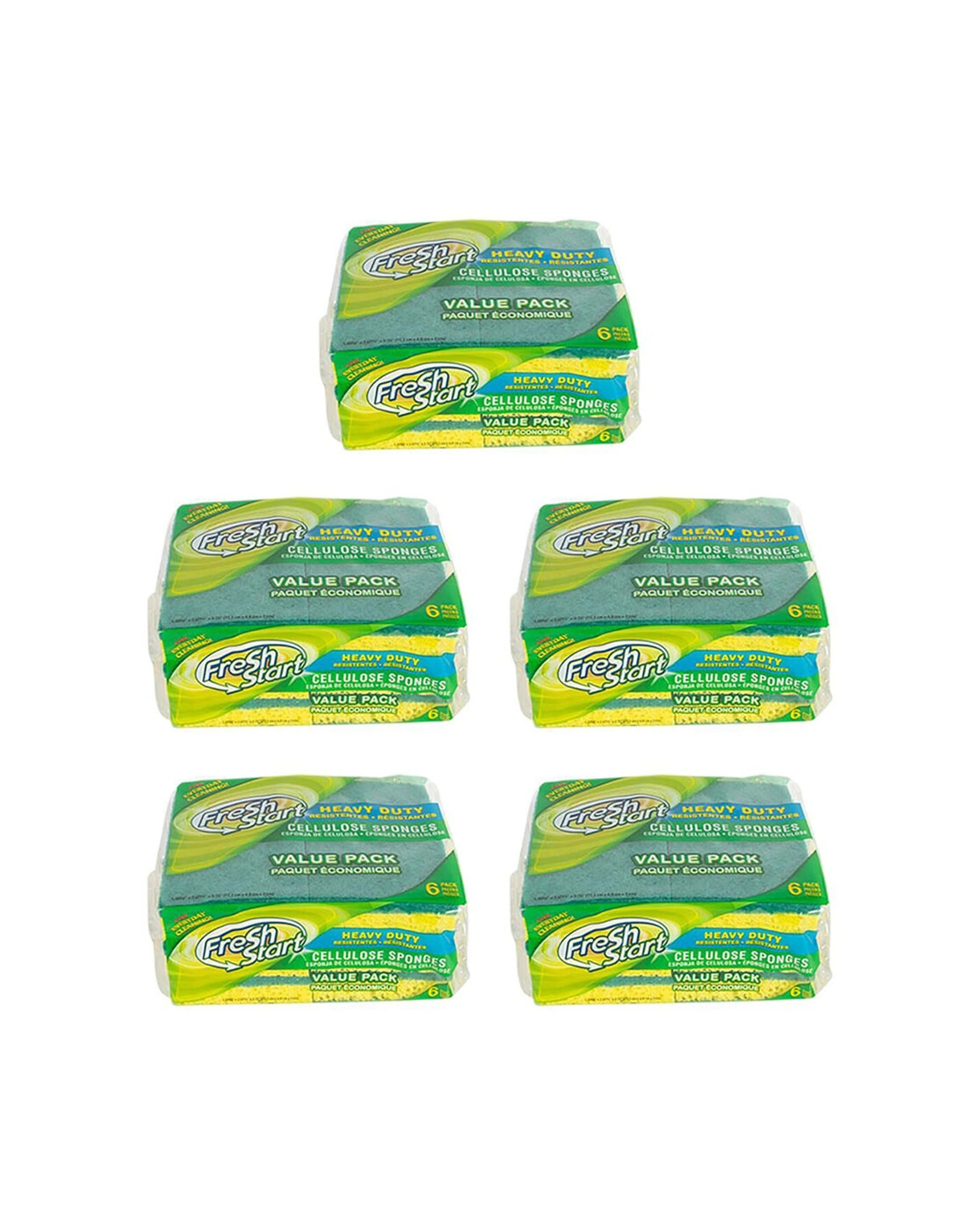 1 Fresh Start 5x 6pc Heavy Duty Cellulose Dishwashing Sponge Scour Pad Value - Multi, 1 of 5