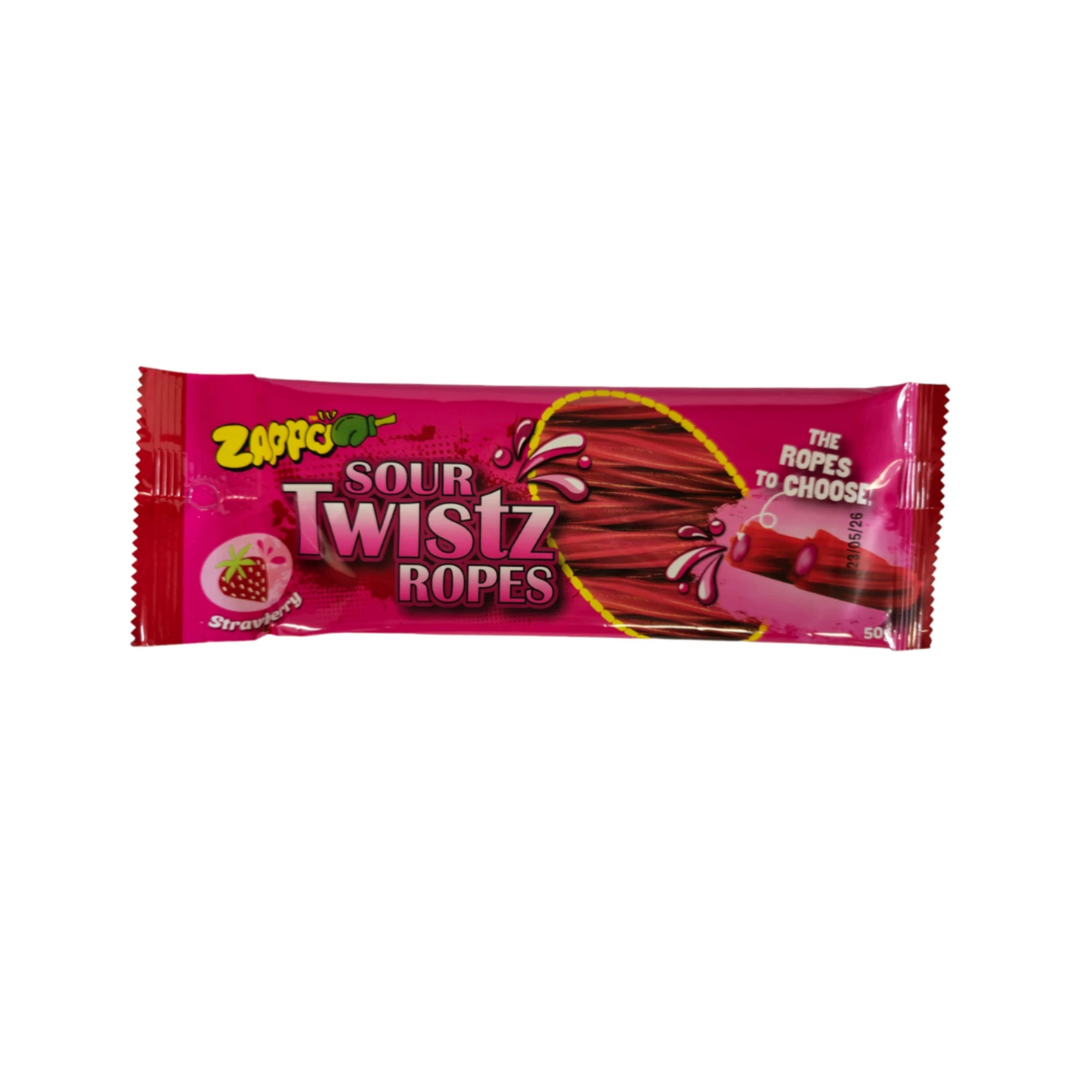 1 Zappo Sour Twistz Ropes Strawberry 50g, 1 of 2