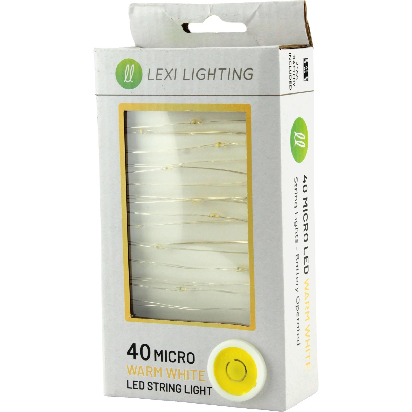 1 Lexi Lighting 40 Micro Warm White Battery Operated LED String Lights 3.9m - Warm White, 1 of 1