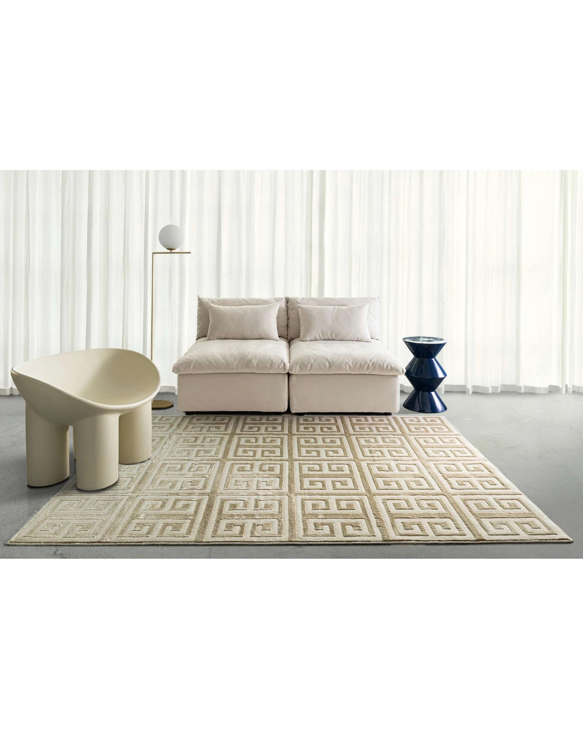 2 Loopsie Thetis Textured Geometric Washable Rug-290cm x 200cm - Beige, 2 of 9
