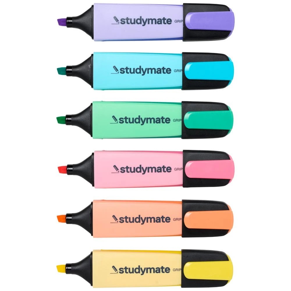 3 Studymate Grip Highlighters Chisel Tip Pastels 6 Pack, 3 of 10