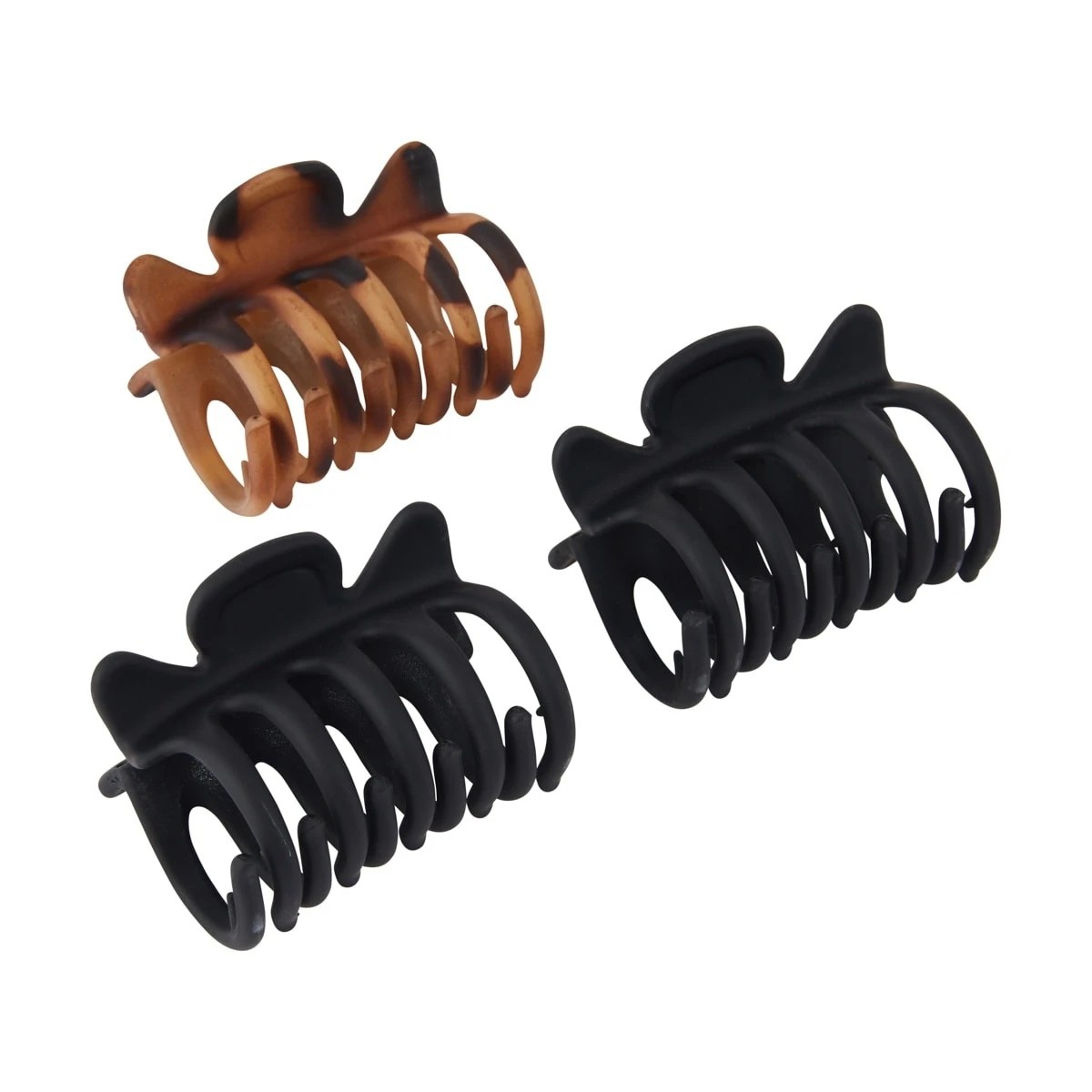 1 OXX Haircare 3 Piece Black and Tort Claw Hair Clips, 1 of 3