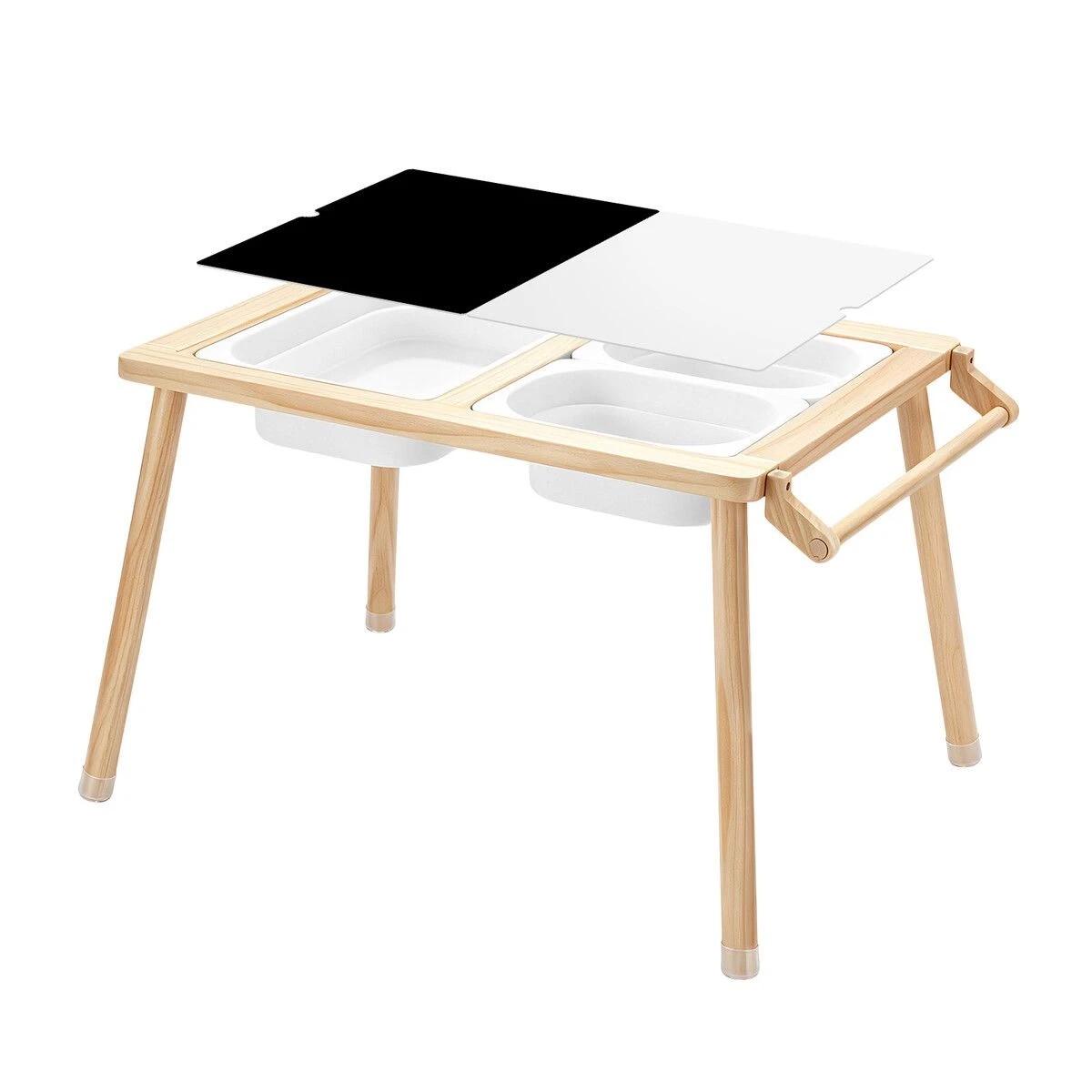 1 Ausway Kids Wooden Montessori Sensory Play Activity Table with Art Board, Storage Bins & Creative Learning, 1 of 6
