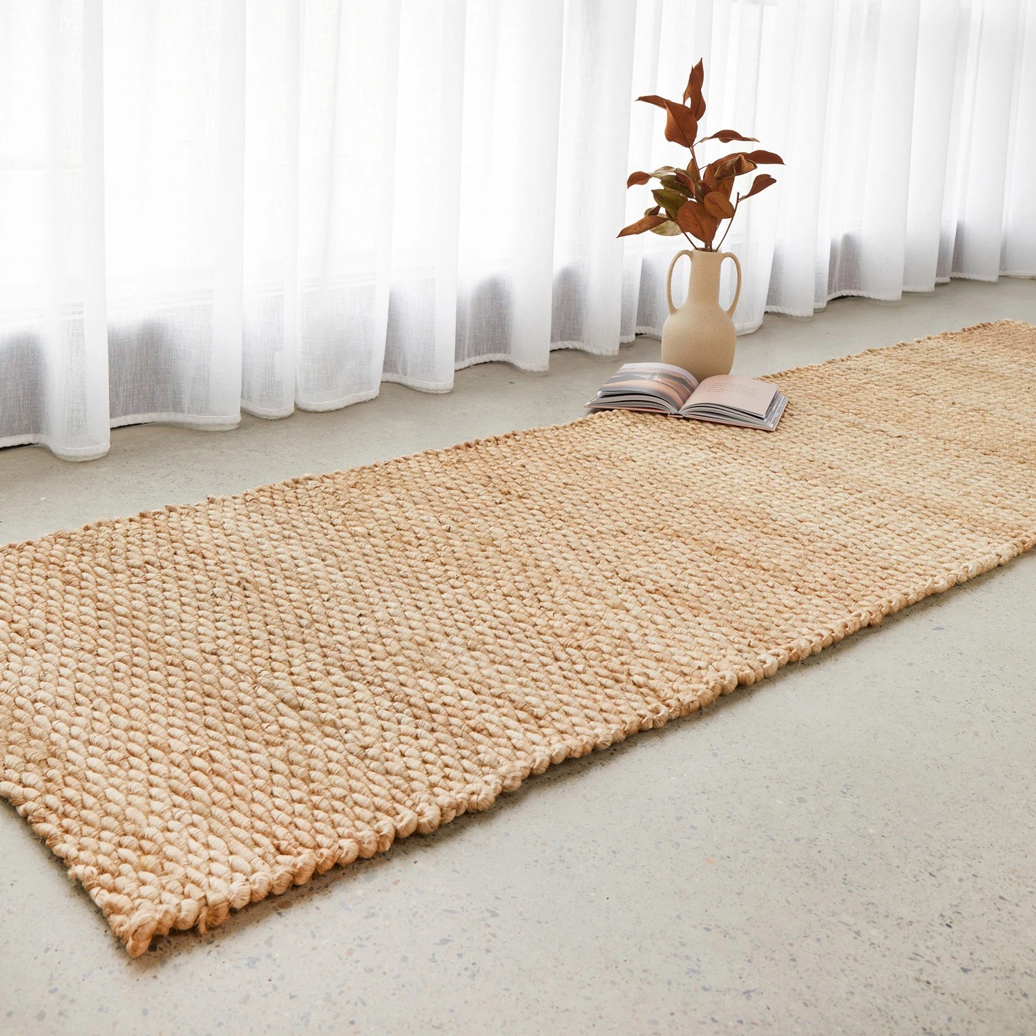 1 Common Ground Rugs Endeavor 400x80cm - Large Runner Hand Loomed Jute Rug - Natural, 1 of 7