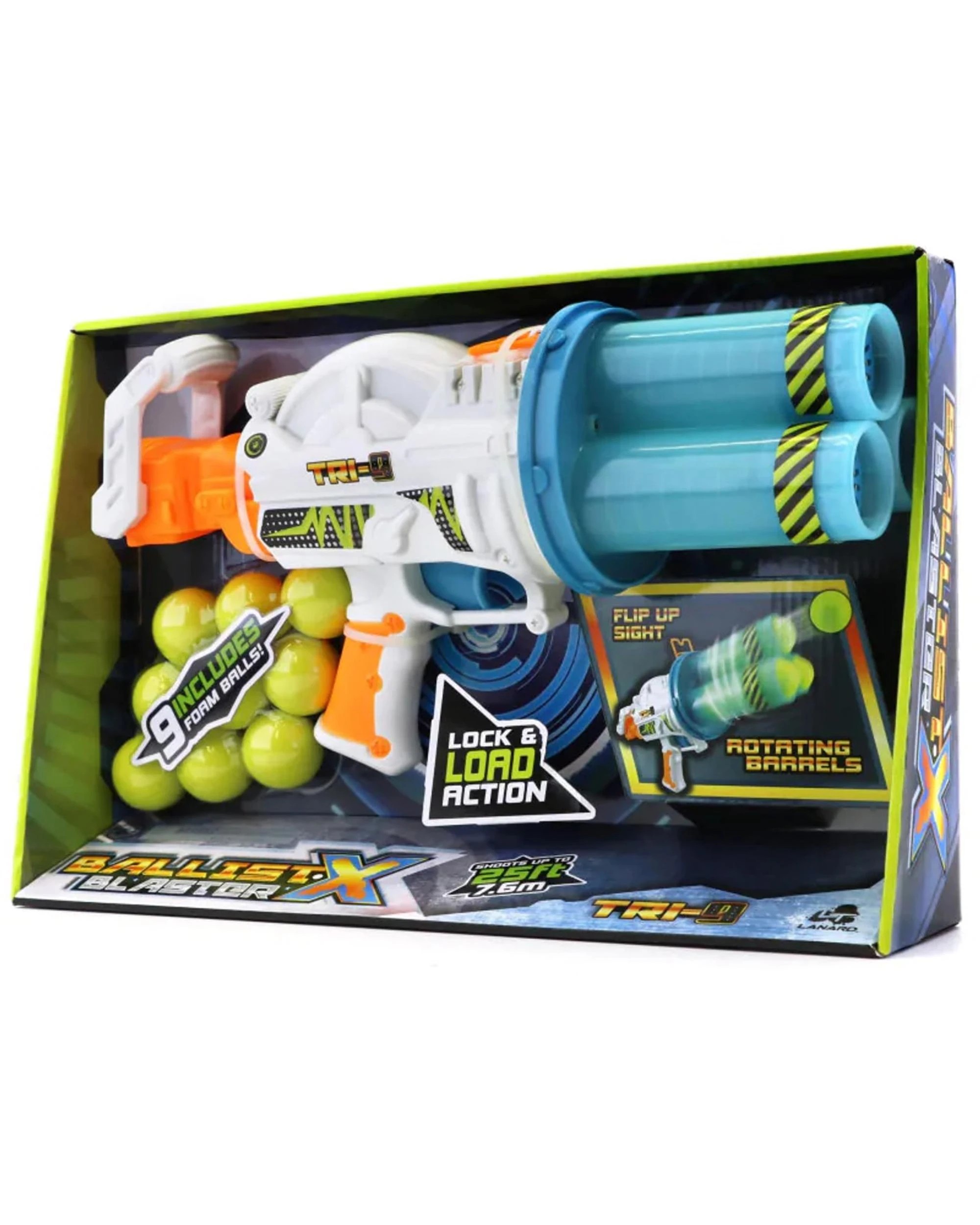 1 Ballist-X Tri-Blaster with Rotating Barrels - Includes 9 Foam Balls -  Foam Ball Blaster, 1 of 1