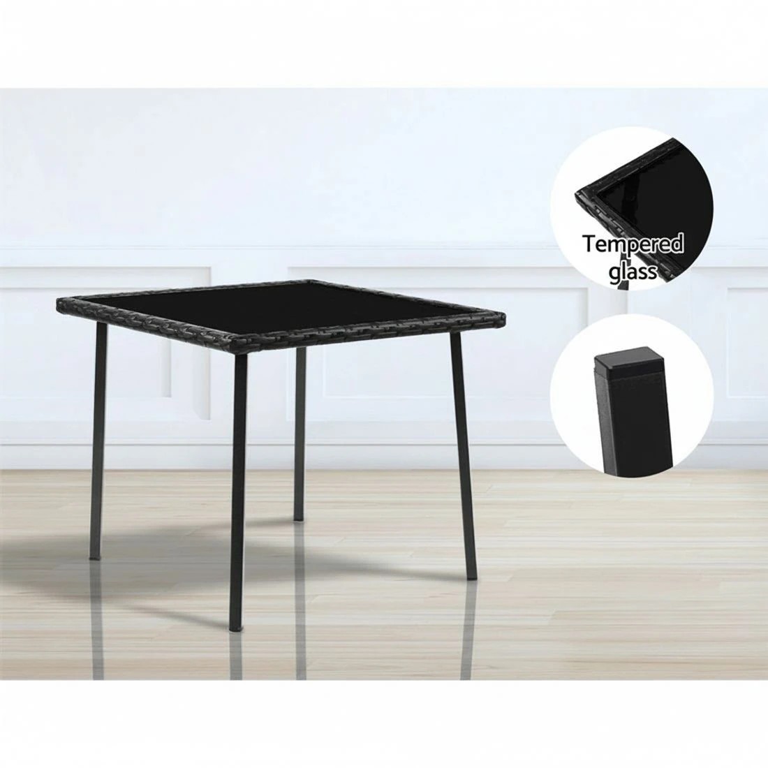 7 Gardeon 3PC Rocking Chair Table Wicker Outdoor Furniture Patio Bistro Set - Black, 7 of 8