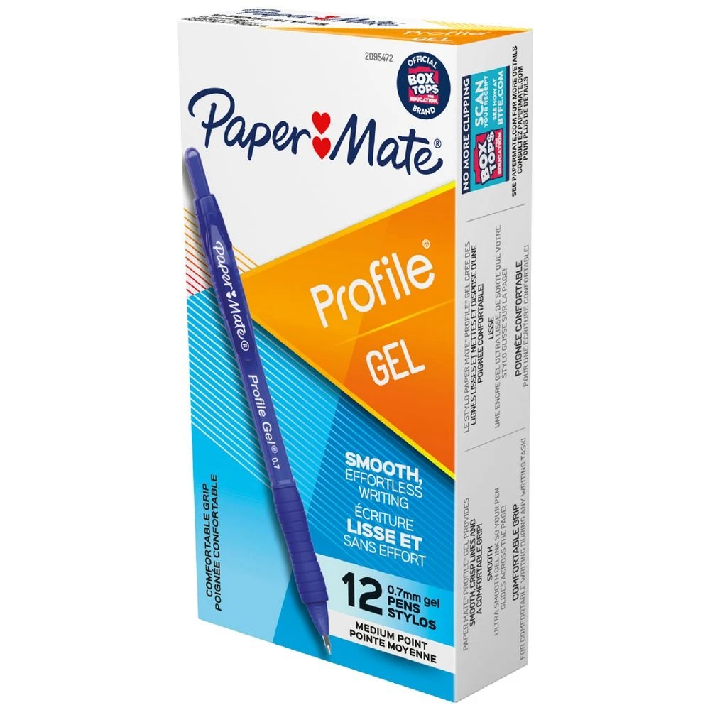 1 Paper Mate Profile Gel Pens 0.7mm Blue 12 Pack, 1 of 4