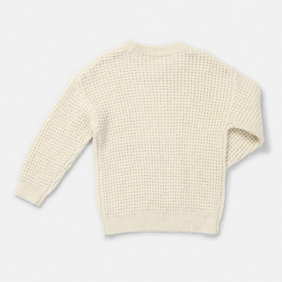 9 Waffle Crew Knitwear Top Ecru, 9 of 9