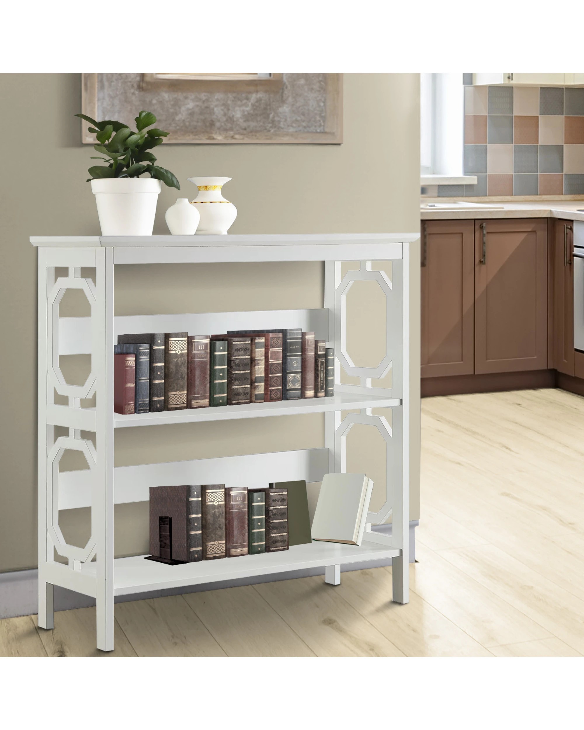 10 Sarantino Laurel 3-tier Bookshelf Display Rack In White, 10 of 10