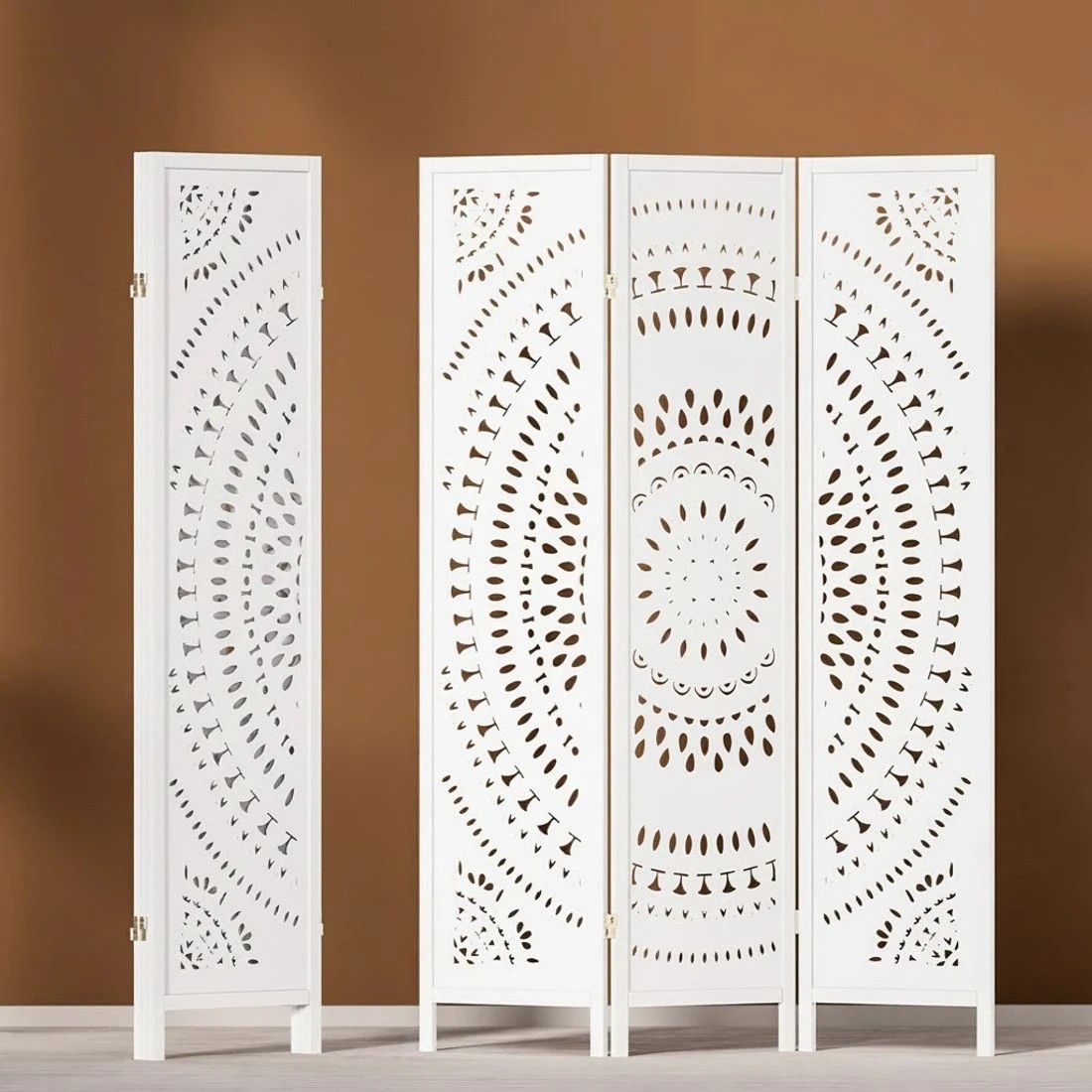 6 Artiss 3 Panel Room Divider Screen 132x170cm Circle - White, 6 of 7