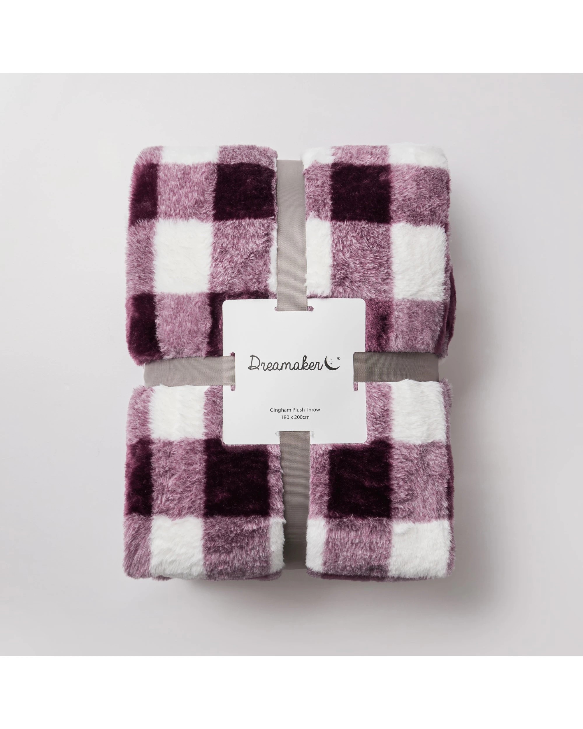 6 Dreamaker Gingham Plush Throw Blanket 180x200cm - Cherry, 6 of 6