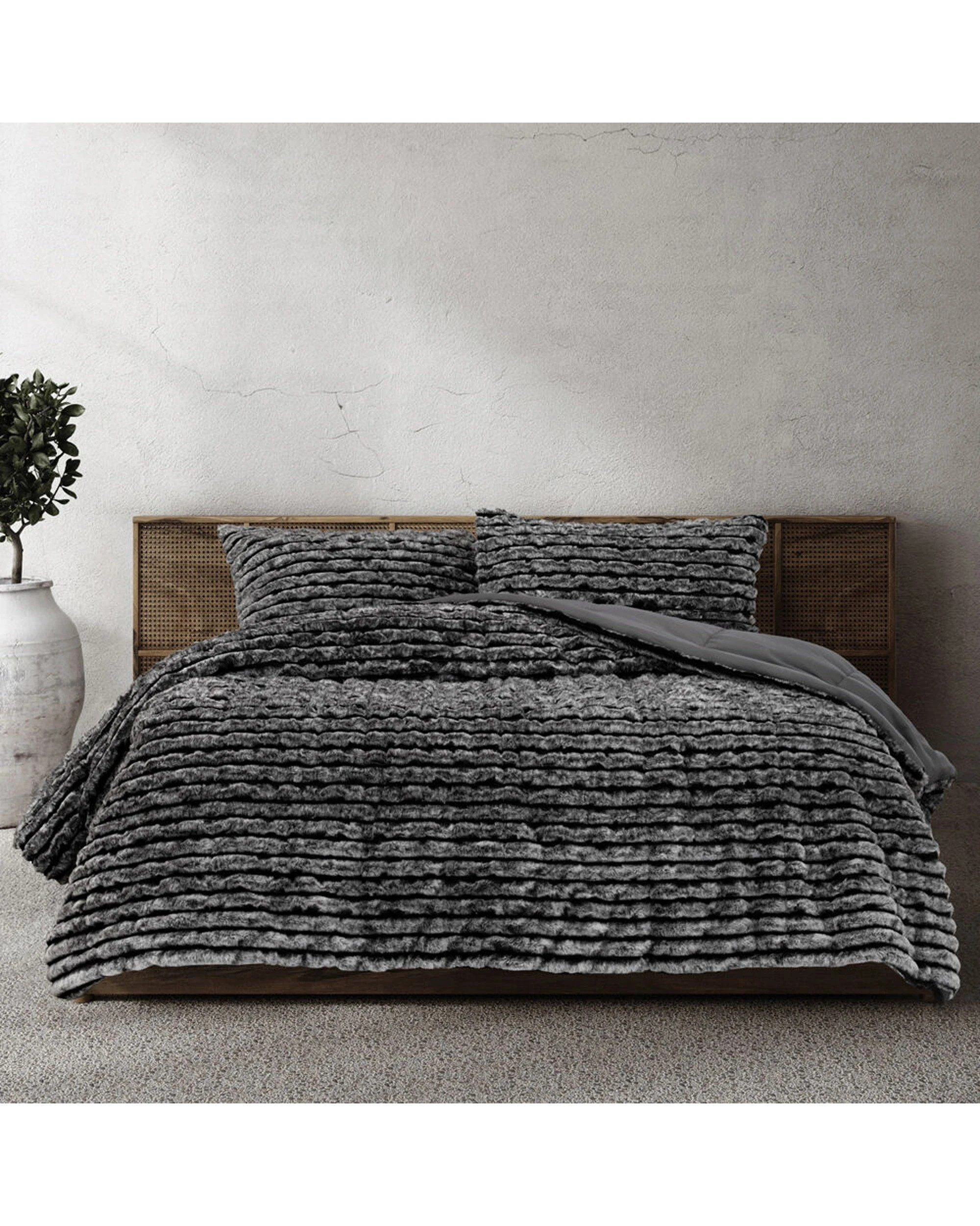 1 Ardor Boudoir Cole Queen Quilt Cover With 2x Pillowcase Set - Ash - Grey, 1 of 1