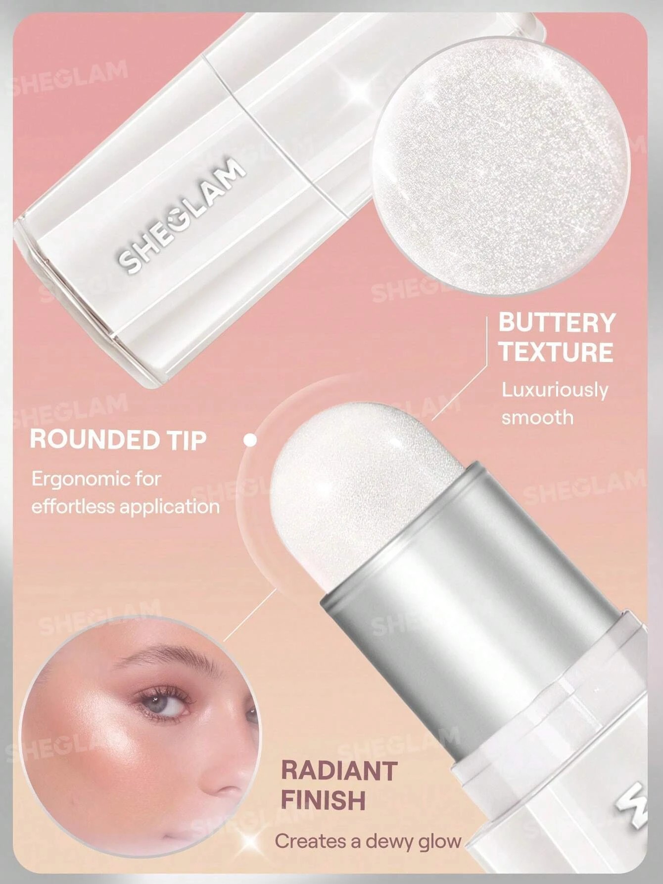 2 SHEGLAM Buttery Bling Highlighter Stick - Vanilla Frost, 2 of 6