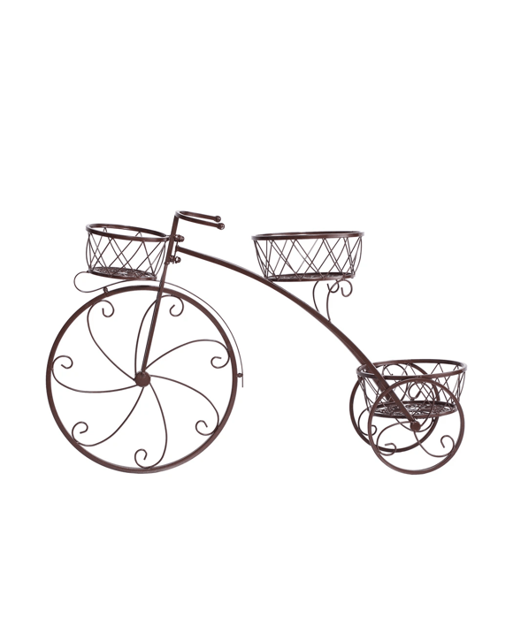 Levede Bicycle Shape Metal Plant Stand with 3 Plant Pots Space - Bronze