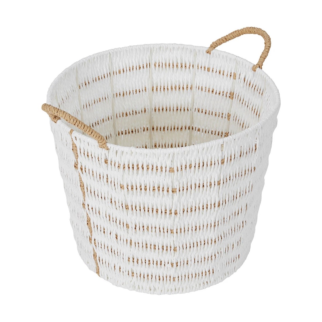1 Round Paper Rope Round Basket - White, 1 of 7