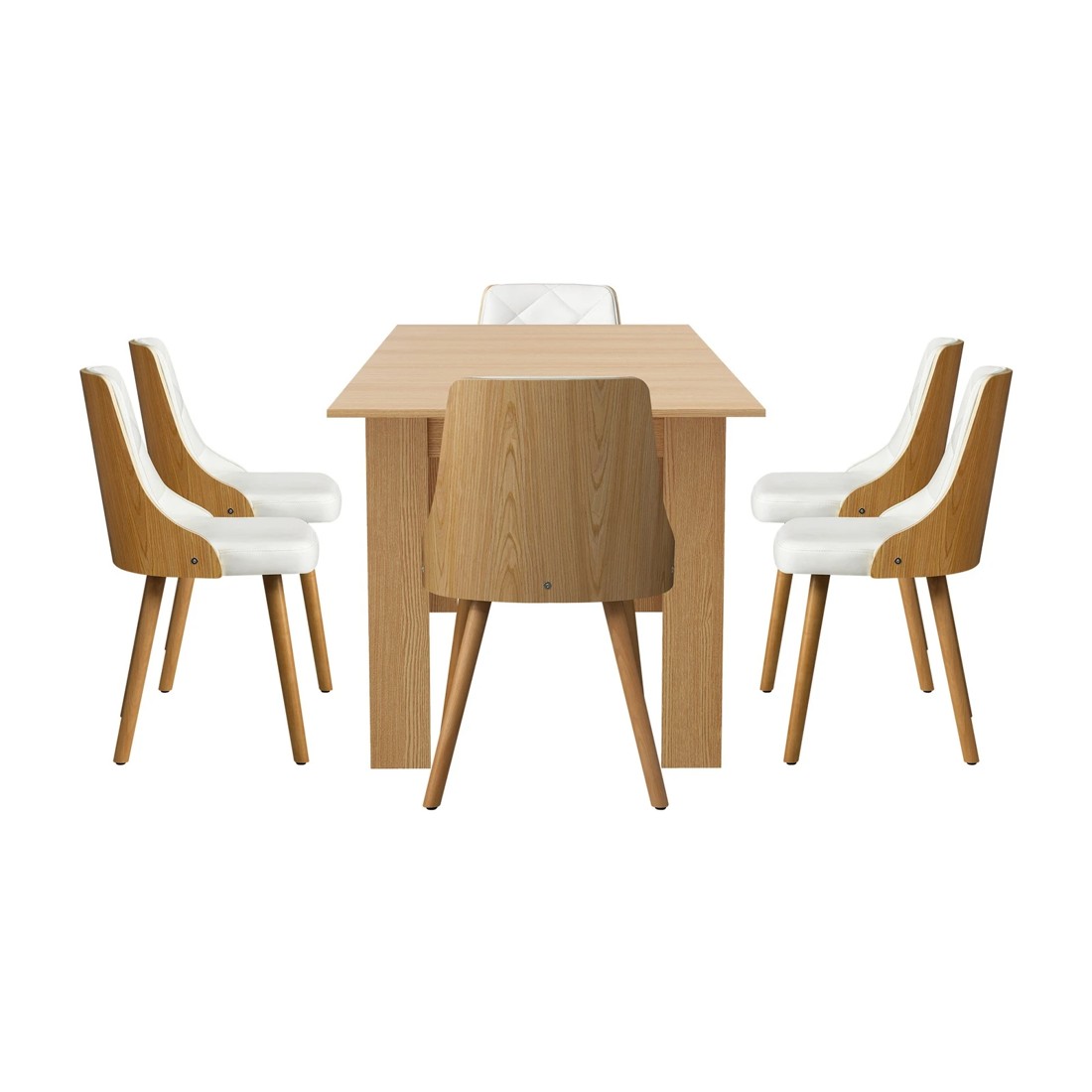 8 Oikiture 200cm Extendable Dining Table with 6PCS Dining Chairs PU Leather - Multi, 8 of 9