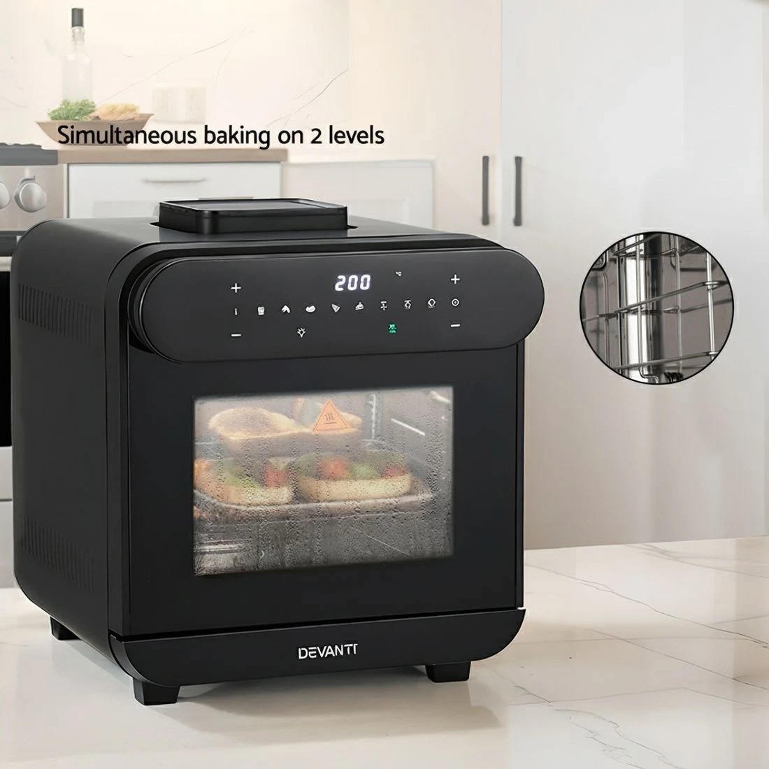 4 Devanti Steam Air Fryer Oven 15L W/ LCD Touch 1600W - Black, 4 of 6