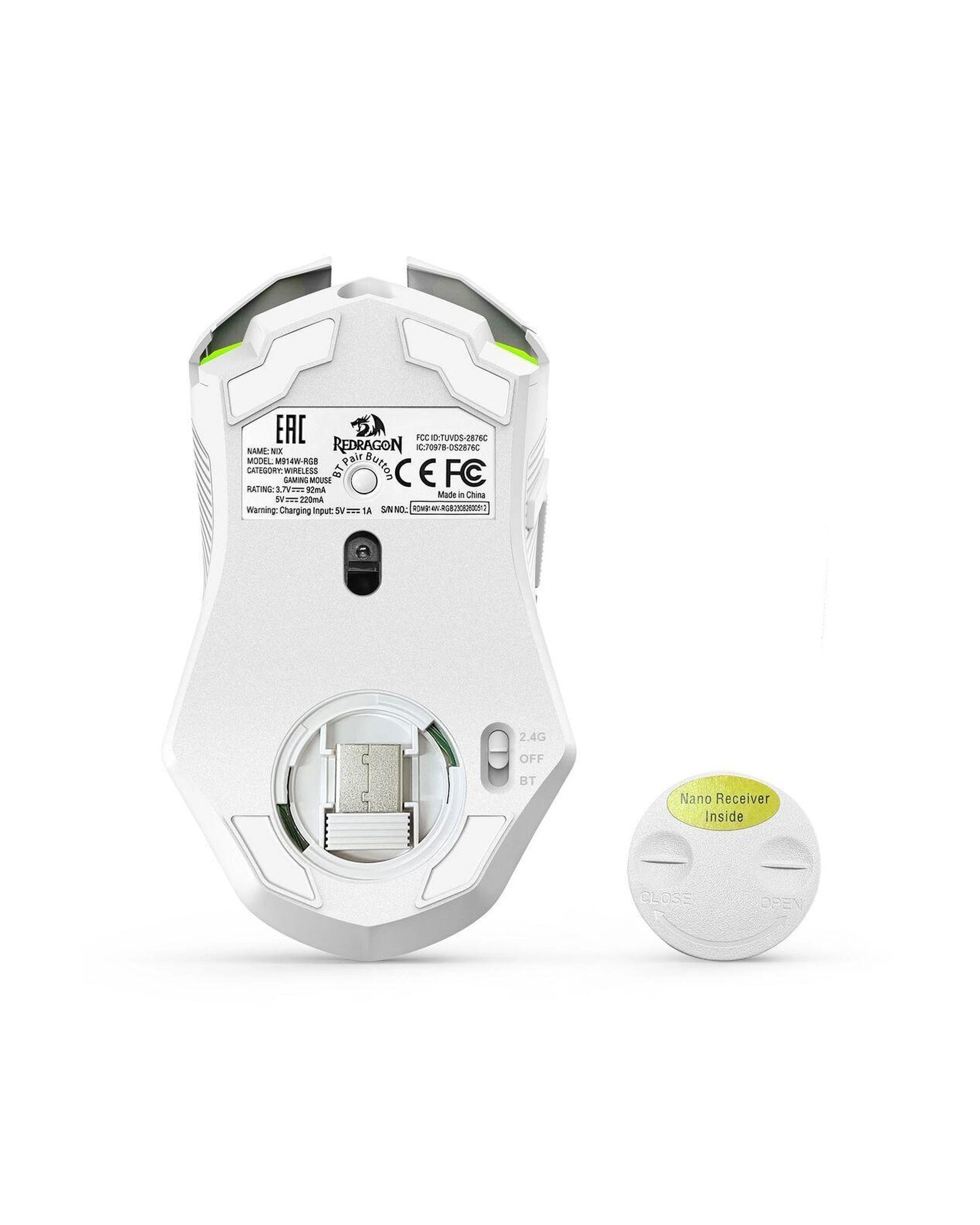 9 Redragon M914WRGB NIX White FullSize TriMode RGB Gaming Mouse, 9 of 10