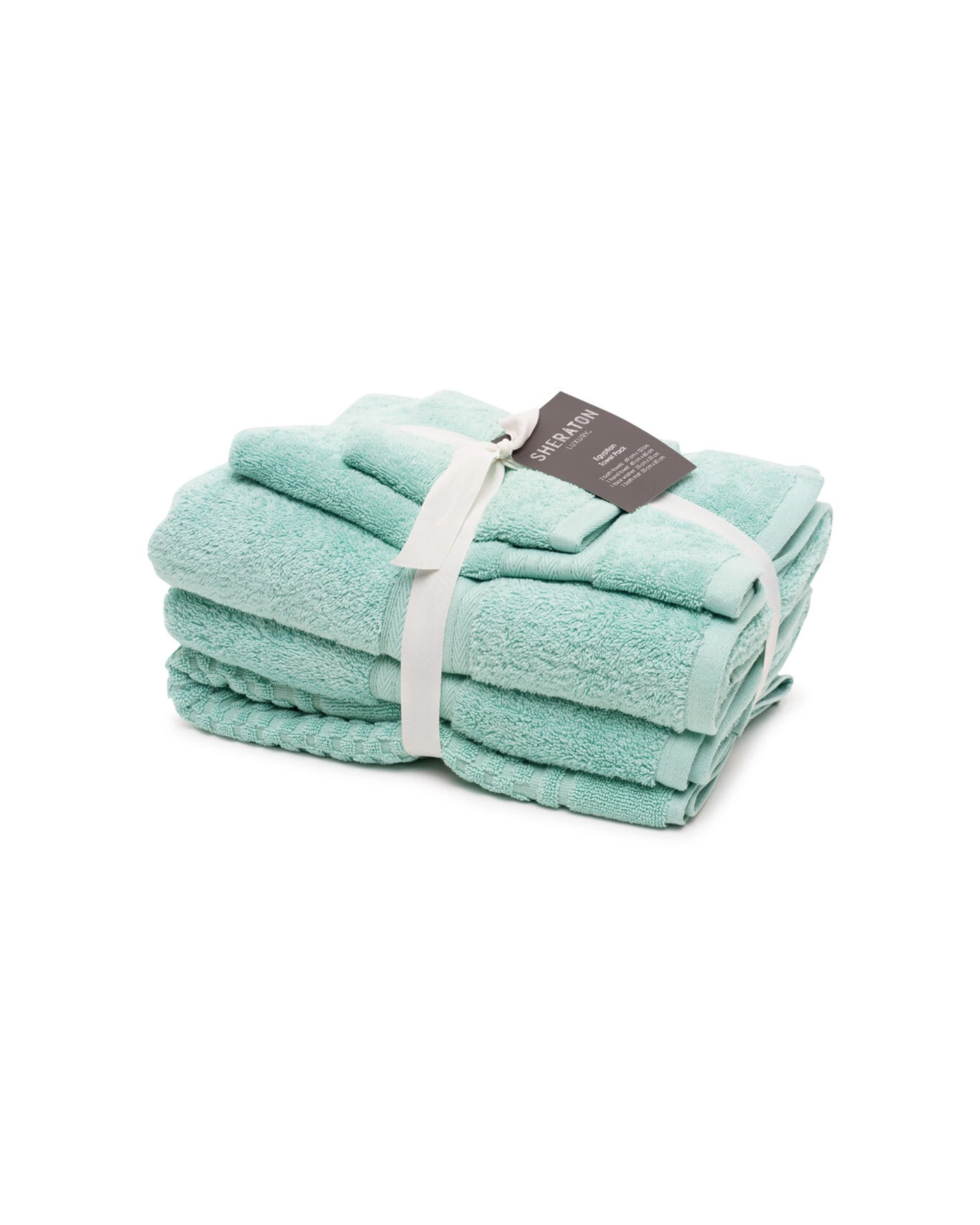 1 Sheraton Luxury 5pc Egyptian Cotton Towel Set With Bath Mat Frosted Mint Pack
 - Green, 1 of 3