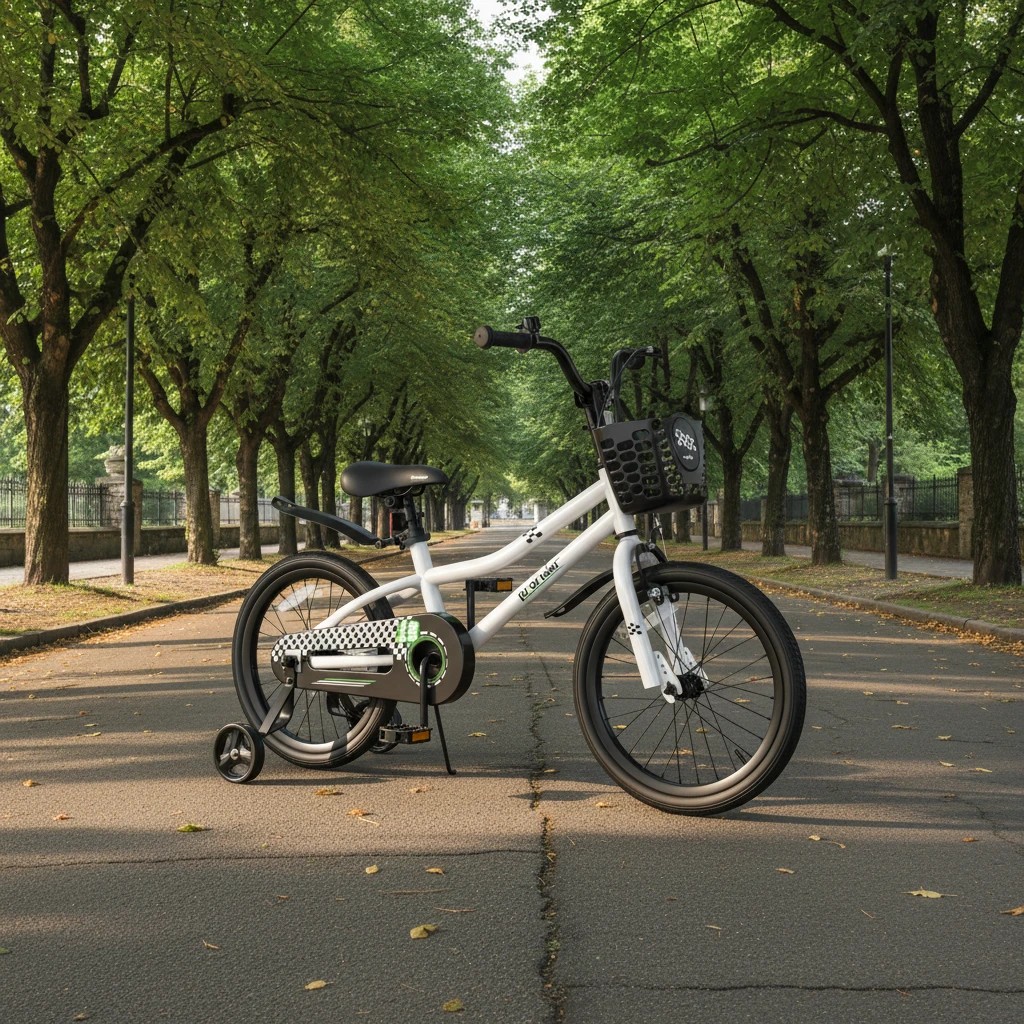 2 Costway 46cm Bike Bicycle Ride-on w/Training Wheels & Adjustable Seat Boys Beginner - White, 2 of 5