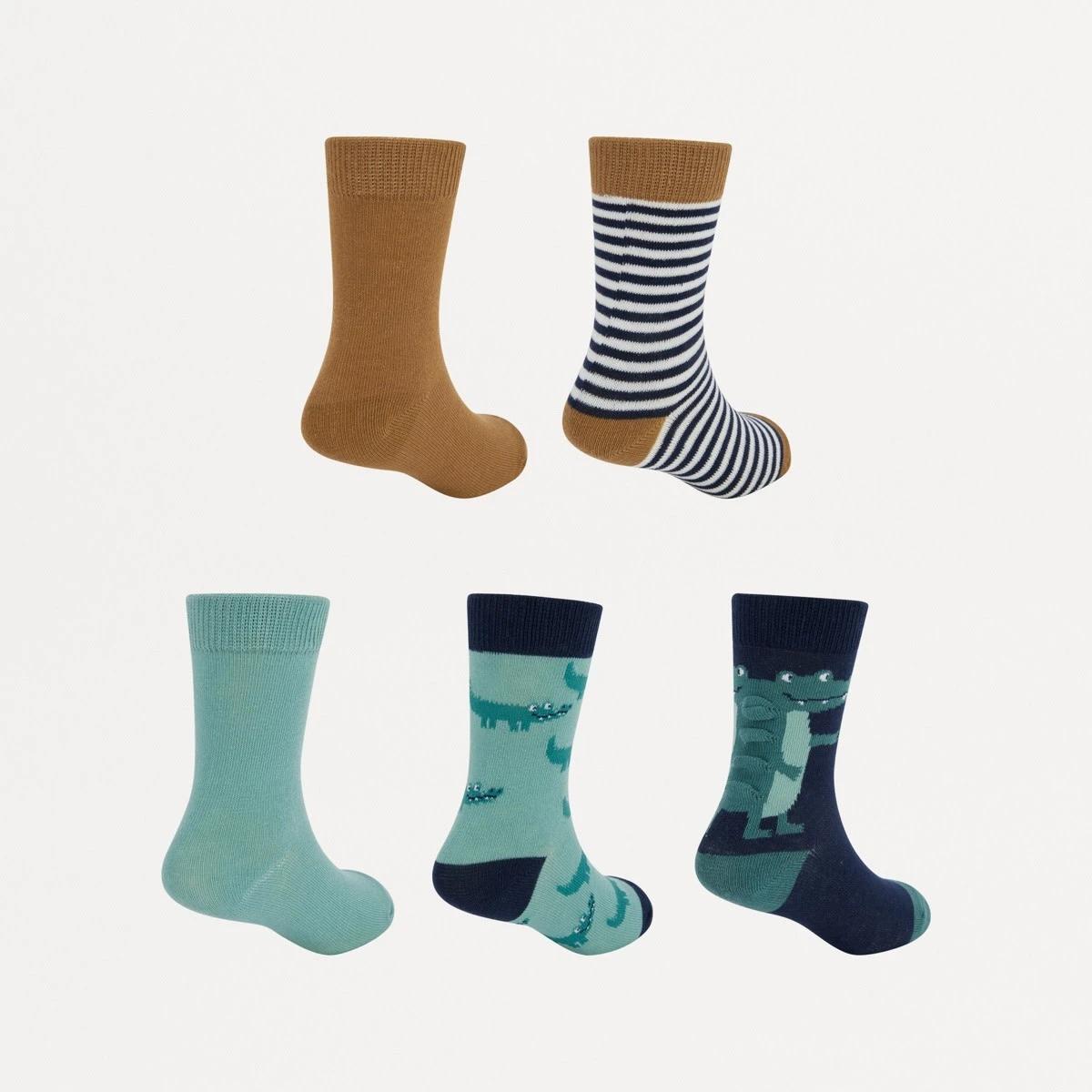 2 5 Pack Crew Socks Blu Croc, 2 of 3