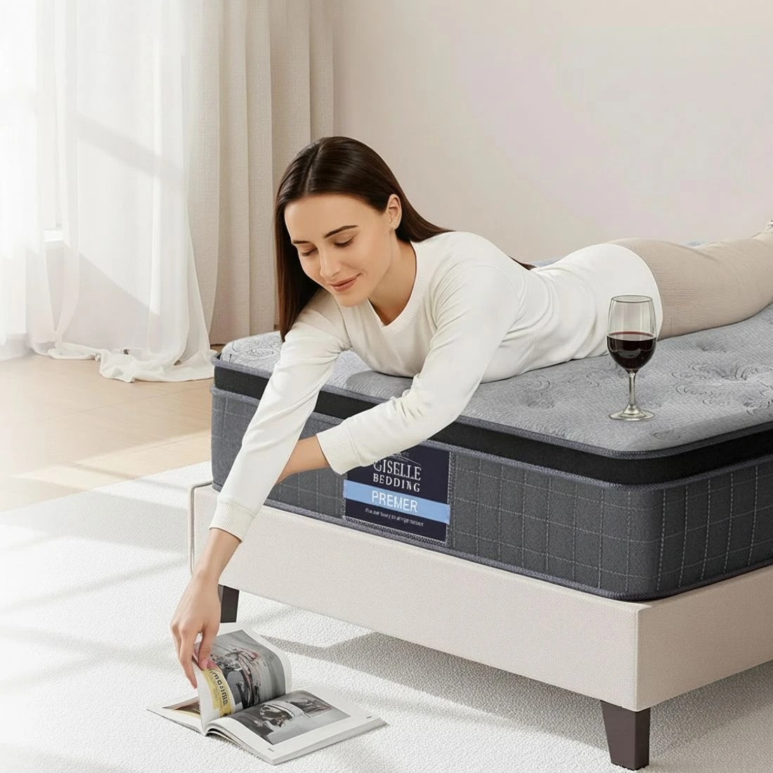 7 26cm Giselle Mattress King Single Latex Foam - King Single Bed - Charcoal, 7 of 7