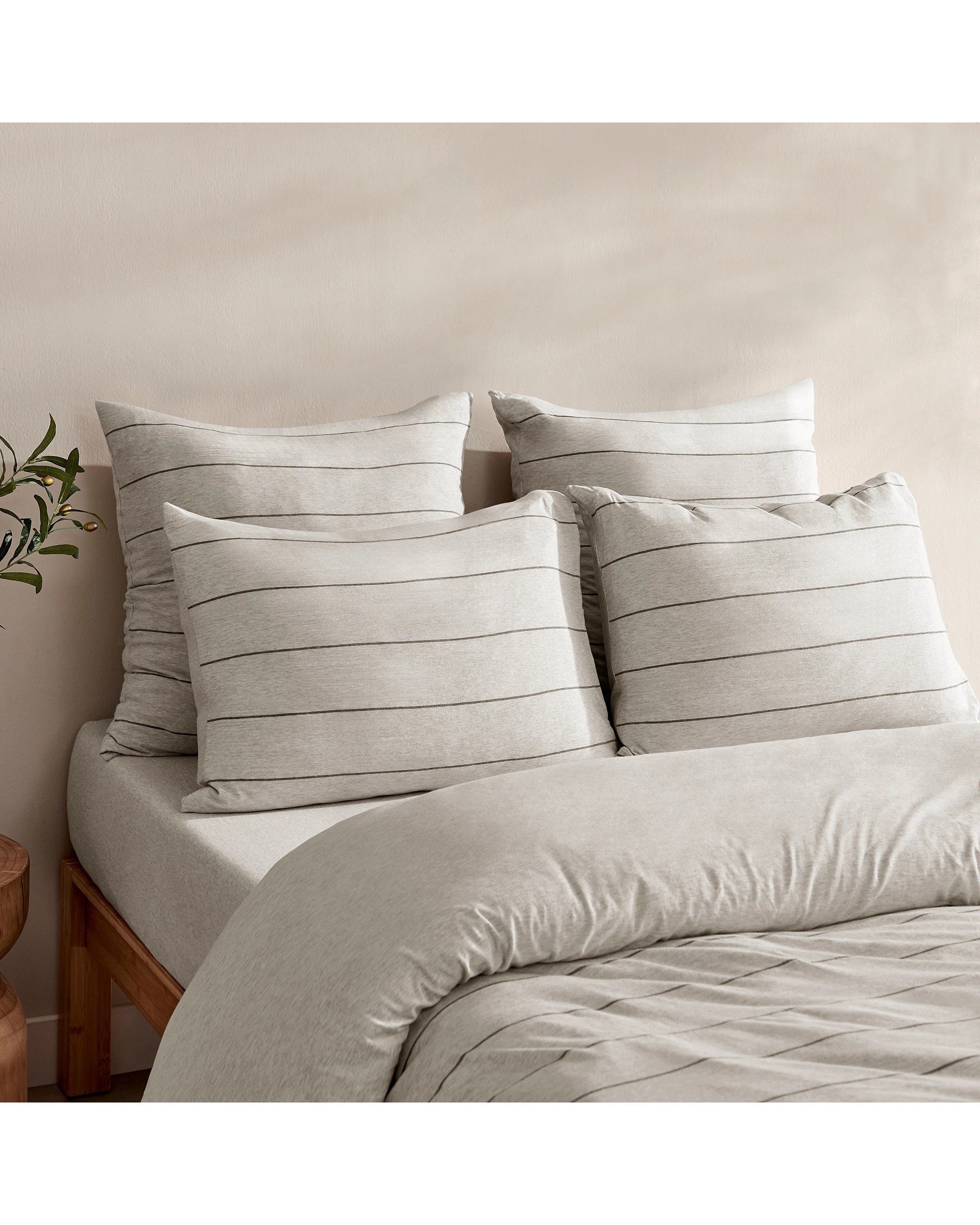 3 Dreamaker Jersey Luxe 100% Cotton Reversible Quilt Cover Set Charcoal - Single Bed - Oatmeal, 3 of 10