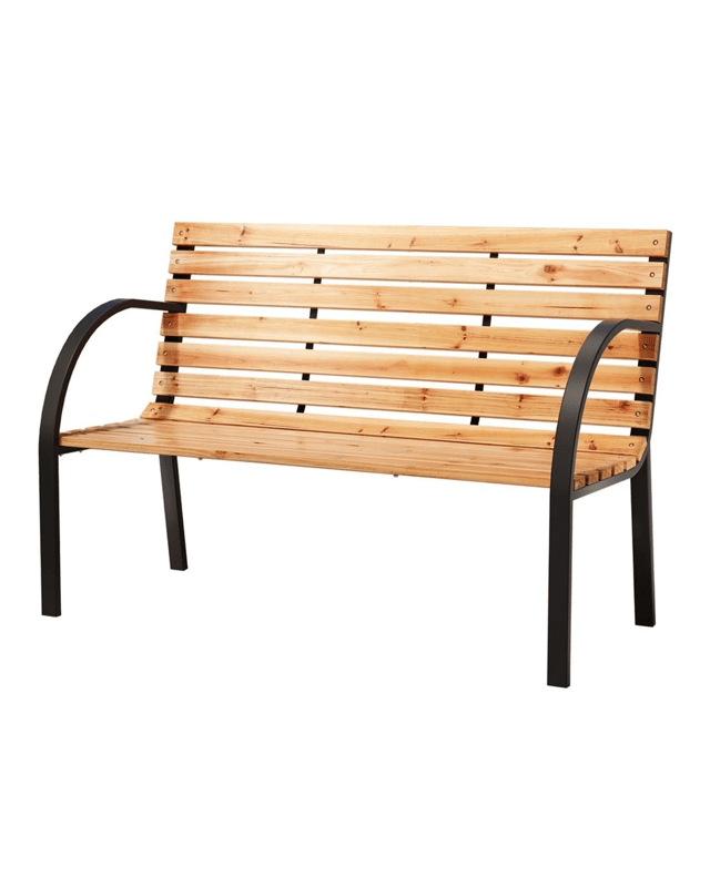 Gardeon Outdoor Garden Bench Seat 120cm Wooden Steel 2 Seater Patio Furniture - Nat