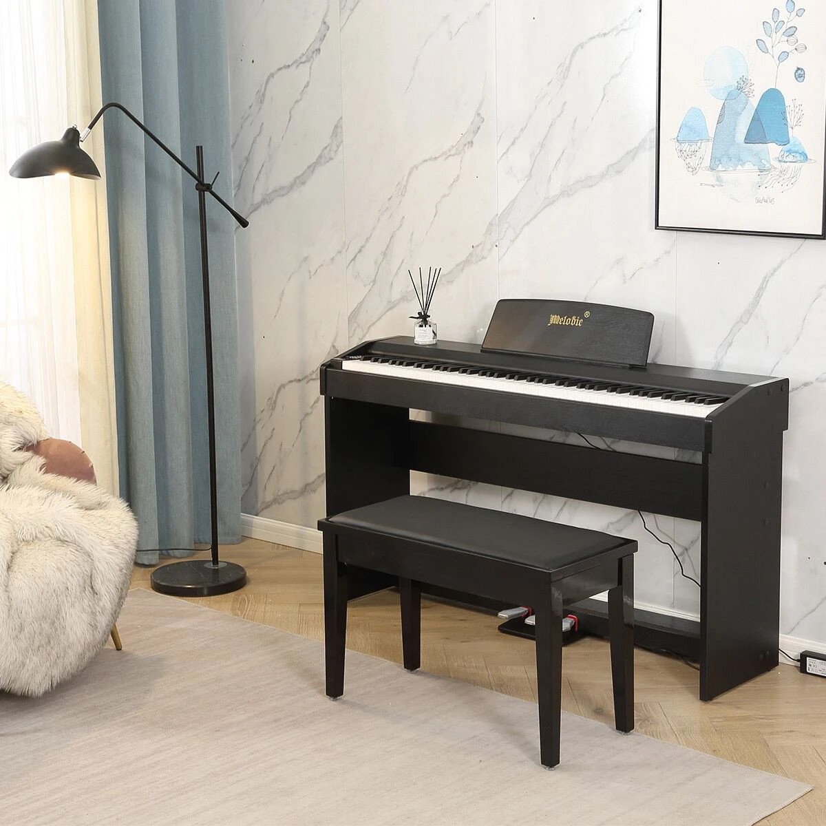 3 Melodic 88-Key Hammer Action Digital Piano w/ Weighted Keyboard, 3 of 4