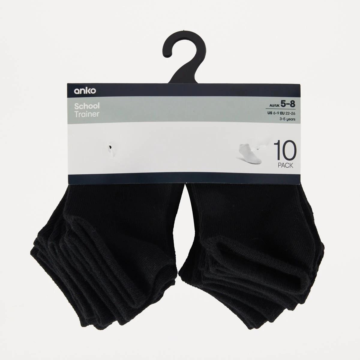 3 10 Pack Trainer Socks Black, 3 of 3