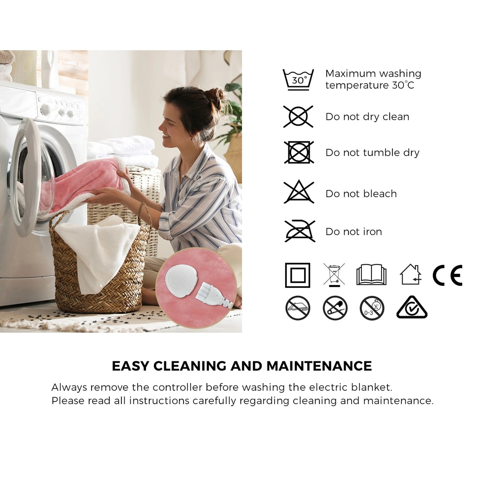 7 Bedra Bedding Electric Throw Rug Dual Side Heated Blanket Flannel&Sherpa - Single Bed - Pink, 7 of 8