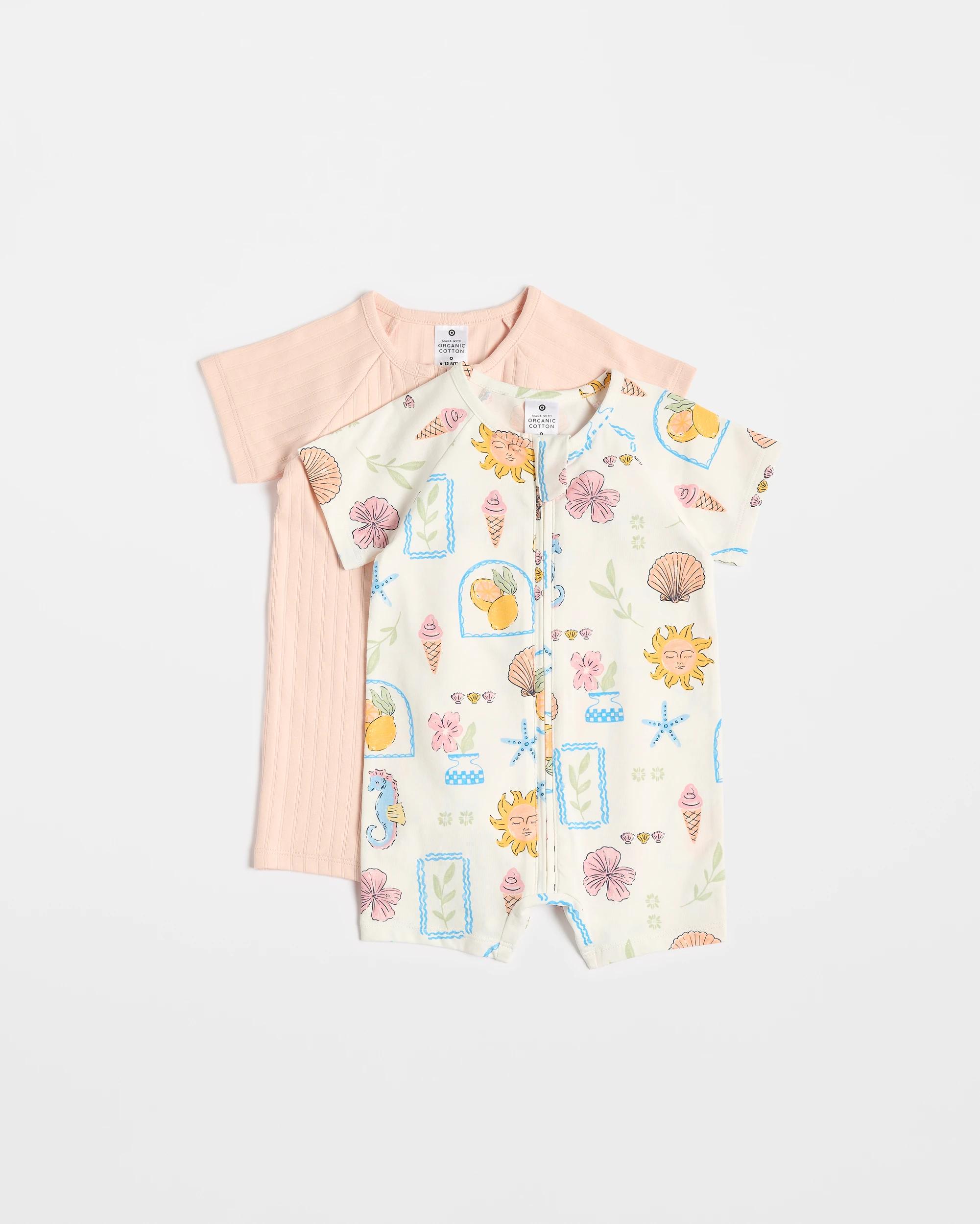 1 Target Baby Organic Cotton Zip Romper 2 Pack SUNNYDAZE, 1 of 4