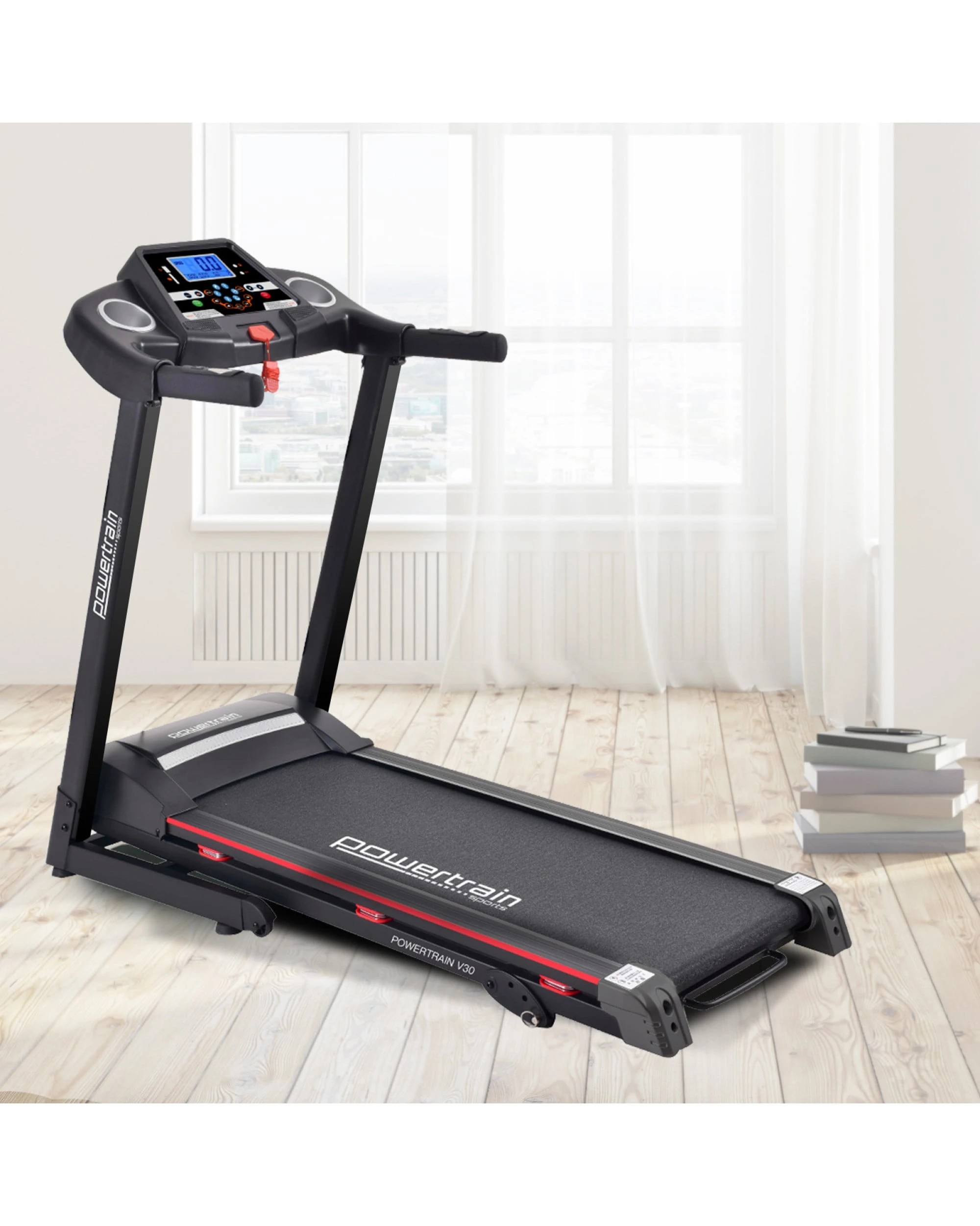 9 Powertrain V30 Foldable Treadmill 420mm Running Belt 14.8kmh Speed 3 Level Incline12 Programs USB AUX, 9 of 10