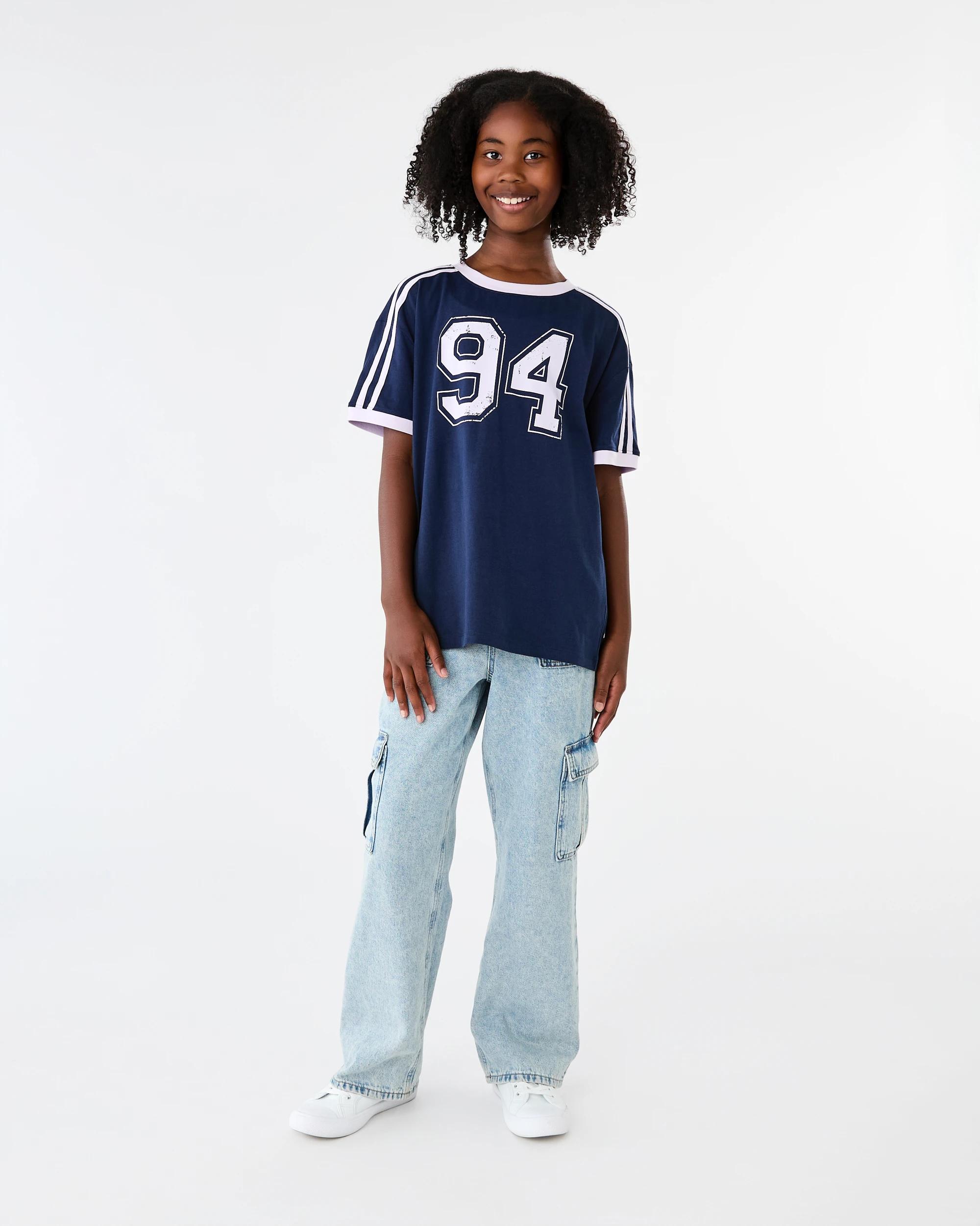 7 Side Stripe Crew Neck Oversized T-shirt Blue 94, 7 of 7
