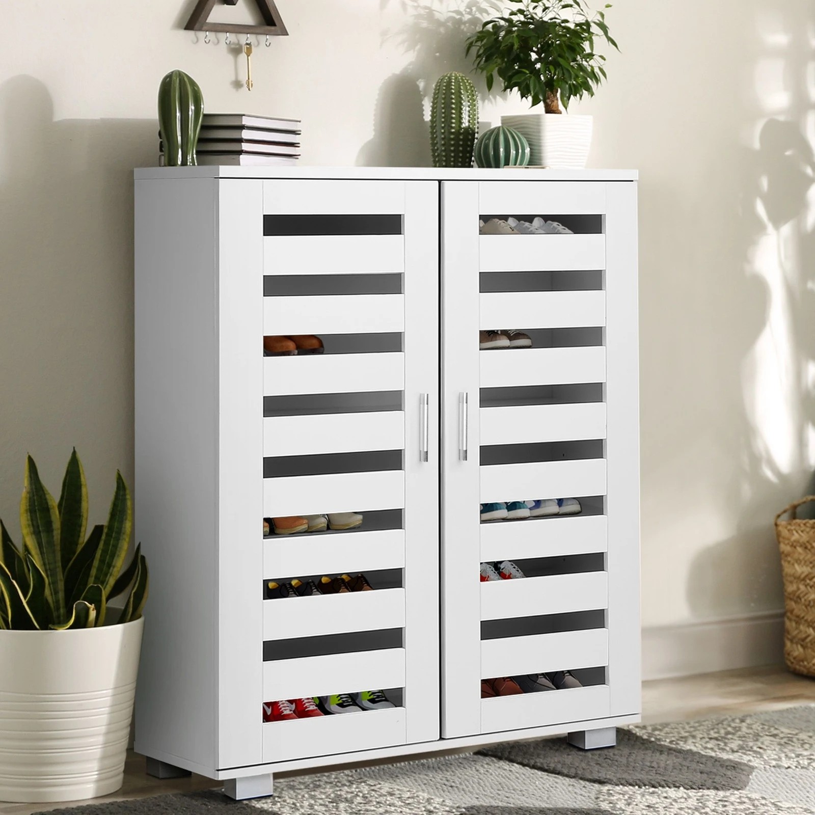 2 Alfordson Shoe Cabinet Organiser Storage Rack Drawer Shelf 21 pairs - White, 2 of 10