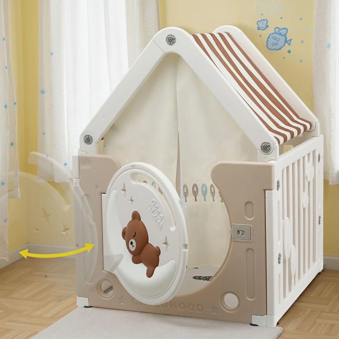 5 Keezi Kids Play Tent Playhouse Castle with Floor Mat 85CMX113CM - Multi, 5 of 8