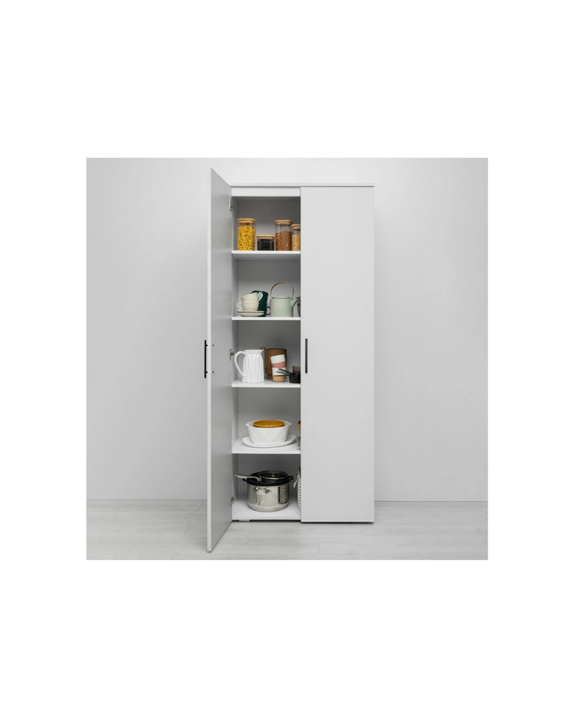 2 European Cabinetry Stockholm Storage Cupboard Slim Square Handle - White, 2 of 3