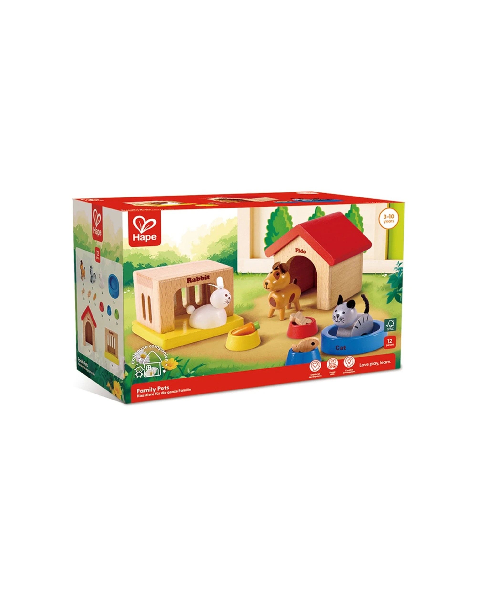 2 Hape Family Pets Wooden Toy Set Rabbit Dog Cat With Accessories - Multi, 2 of 4