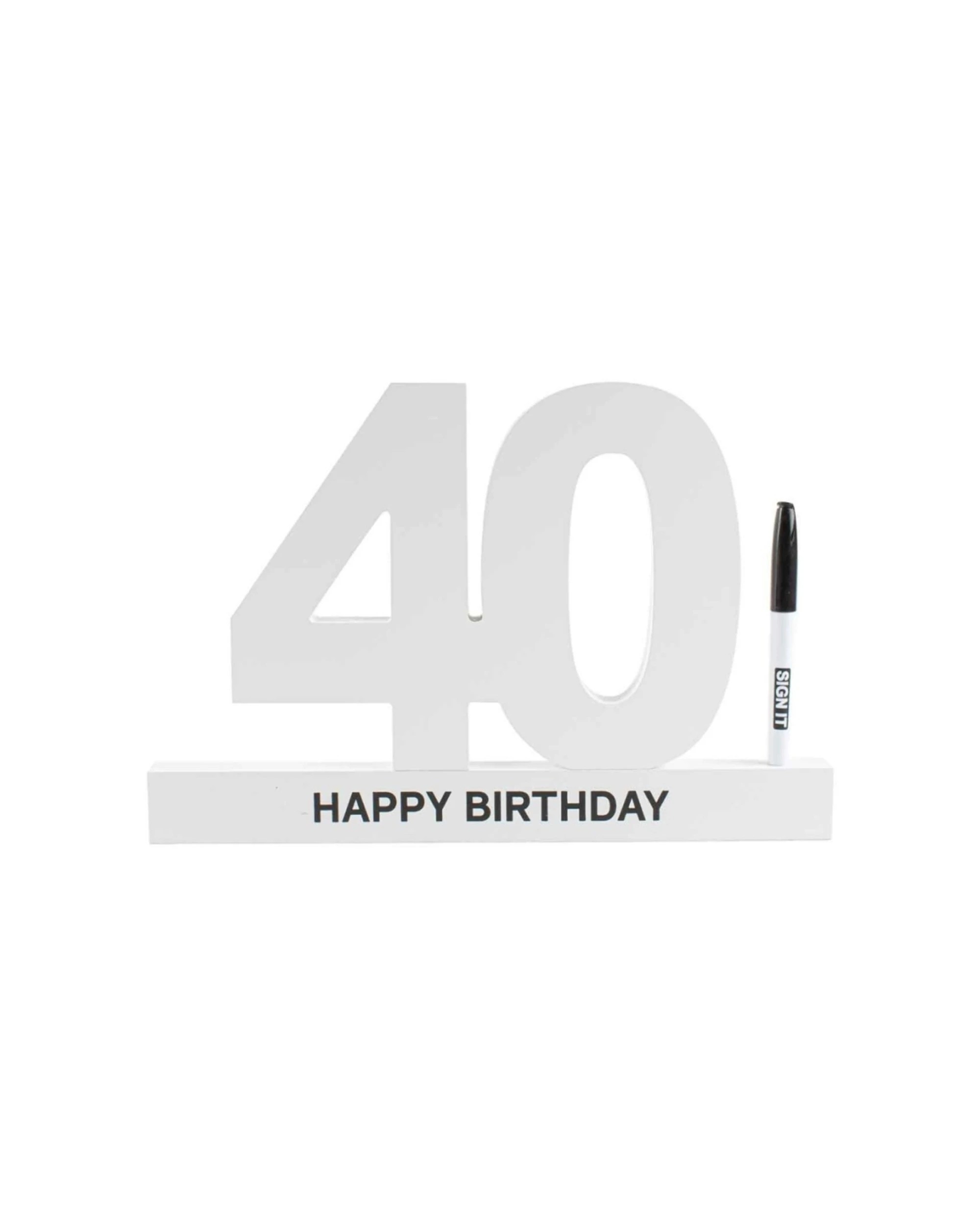 1 LMD Signature Block With Marker Happy 40th Birthday - White, 1 of 1