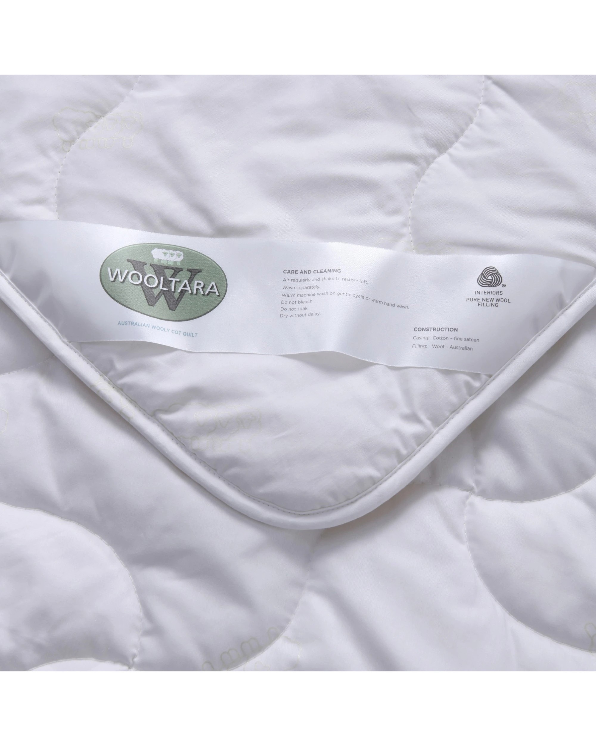 3 Wooltara My First Woolly Australian Washable Wool Quilt - Baby COT Size - White, 3 of 4