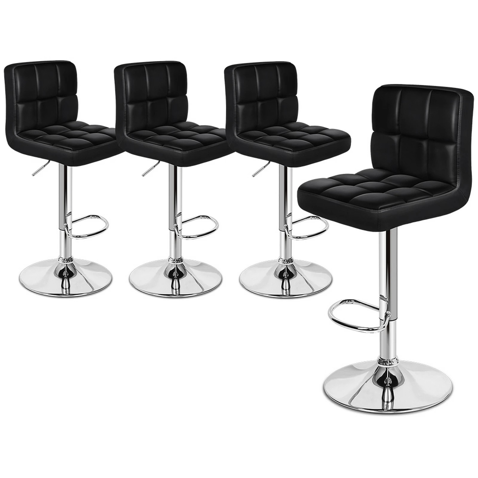 1 Alfordson 4x Bar Stools Ralph Kitchen Swivel Chair Leather Gas Lift - Black, 1 of 10