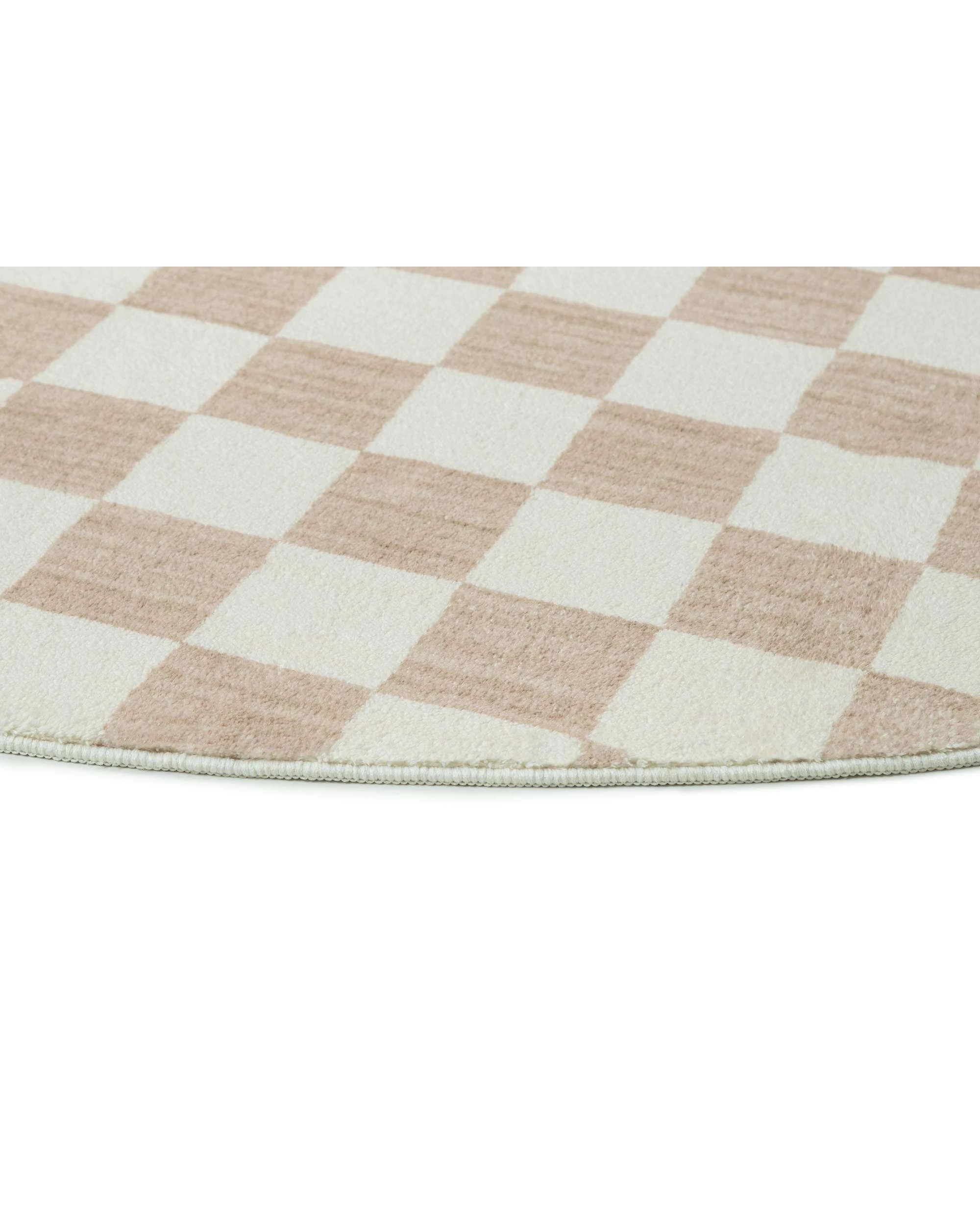 3 Loopsie Jazine Chequered Washable Round Rug-120cm x 120cm - White, 3 of 5