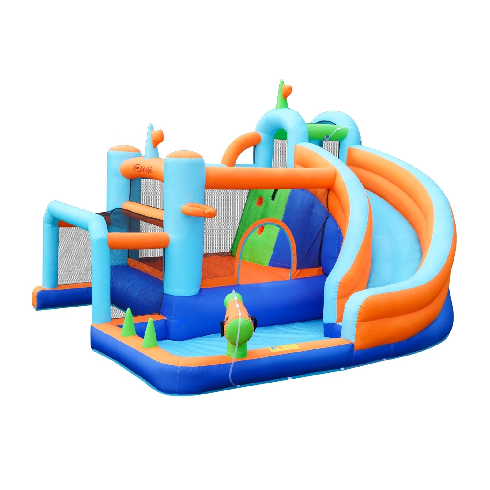1 Airmyfun 9-in-1 Inflatable Water Park Jumping Castle Soccer Goalpost Blower
 - Multi, 1 of 10