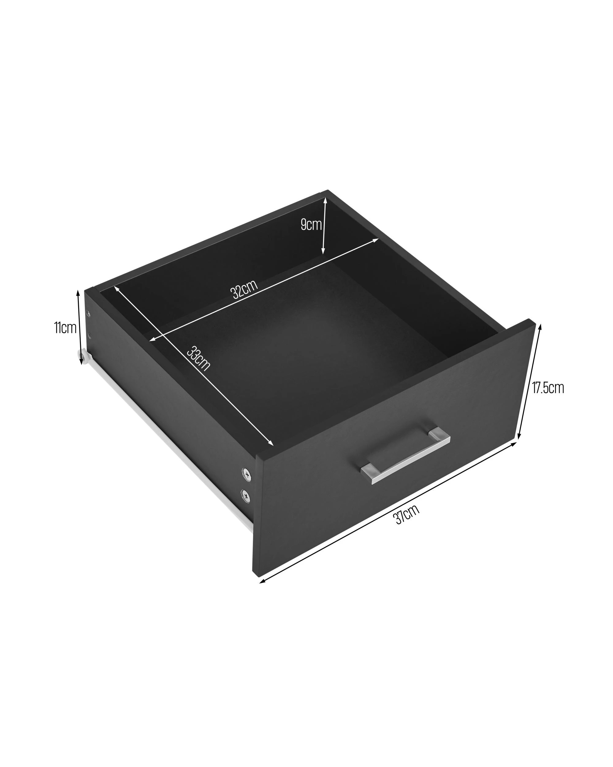 9 Kodu Bedside Unit Side Table 2 Drawers - Black, 9 of 9